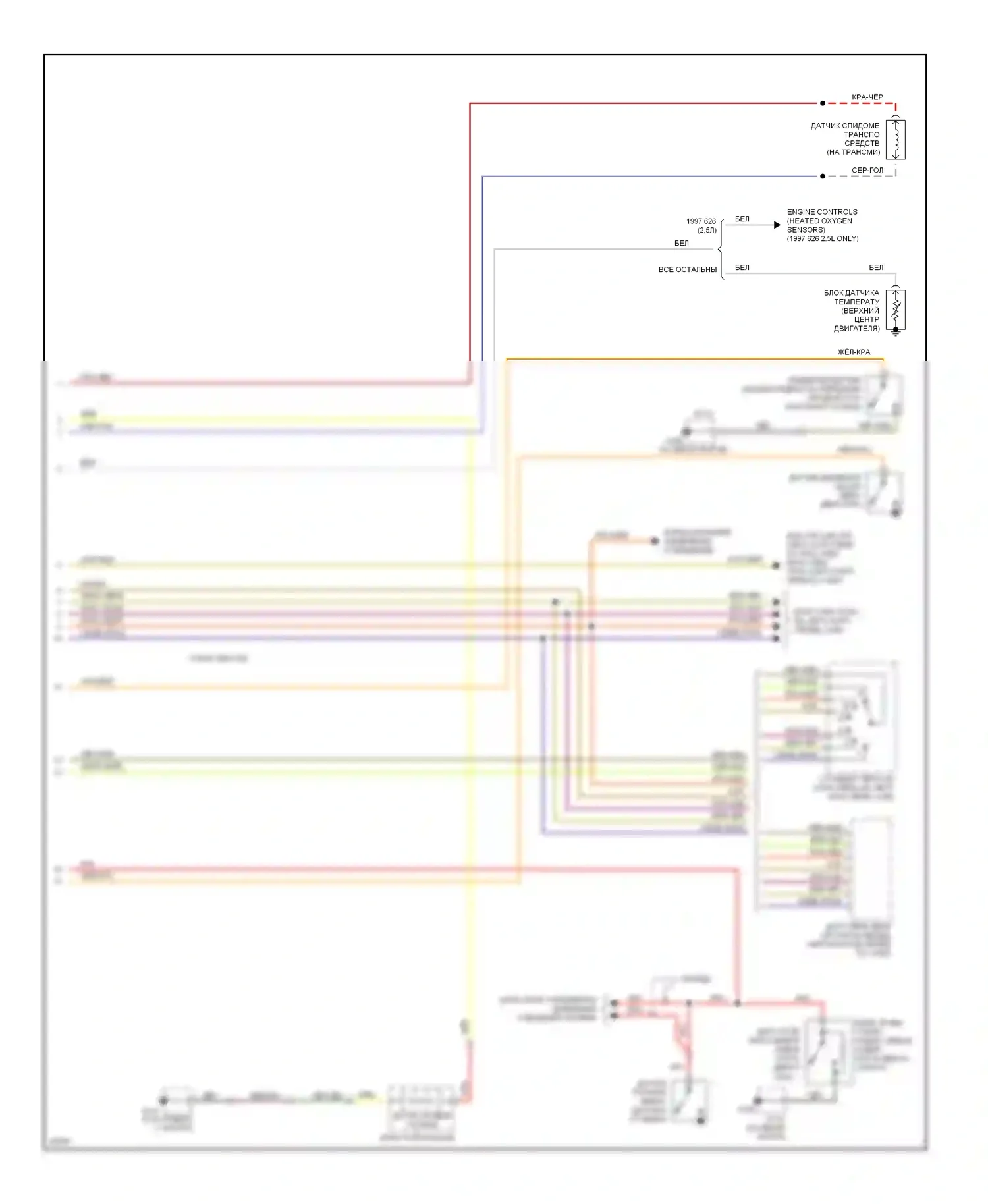 626 Mazda GE (1991-1997): Электросхема приборной панели (2 из 2) 