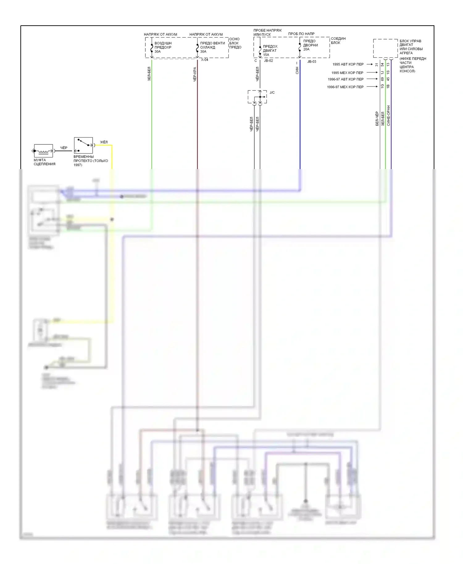 626 Mazda GE (1991-1997): 2.0л, электросхема вентилятора охлаждения 