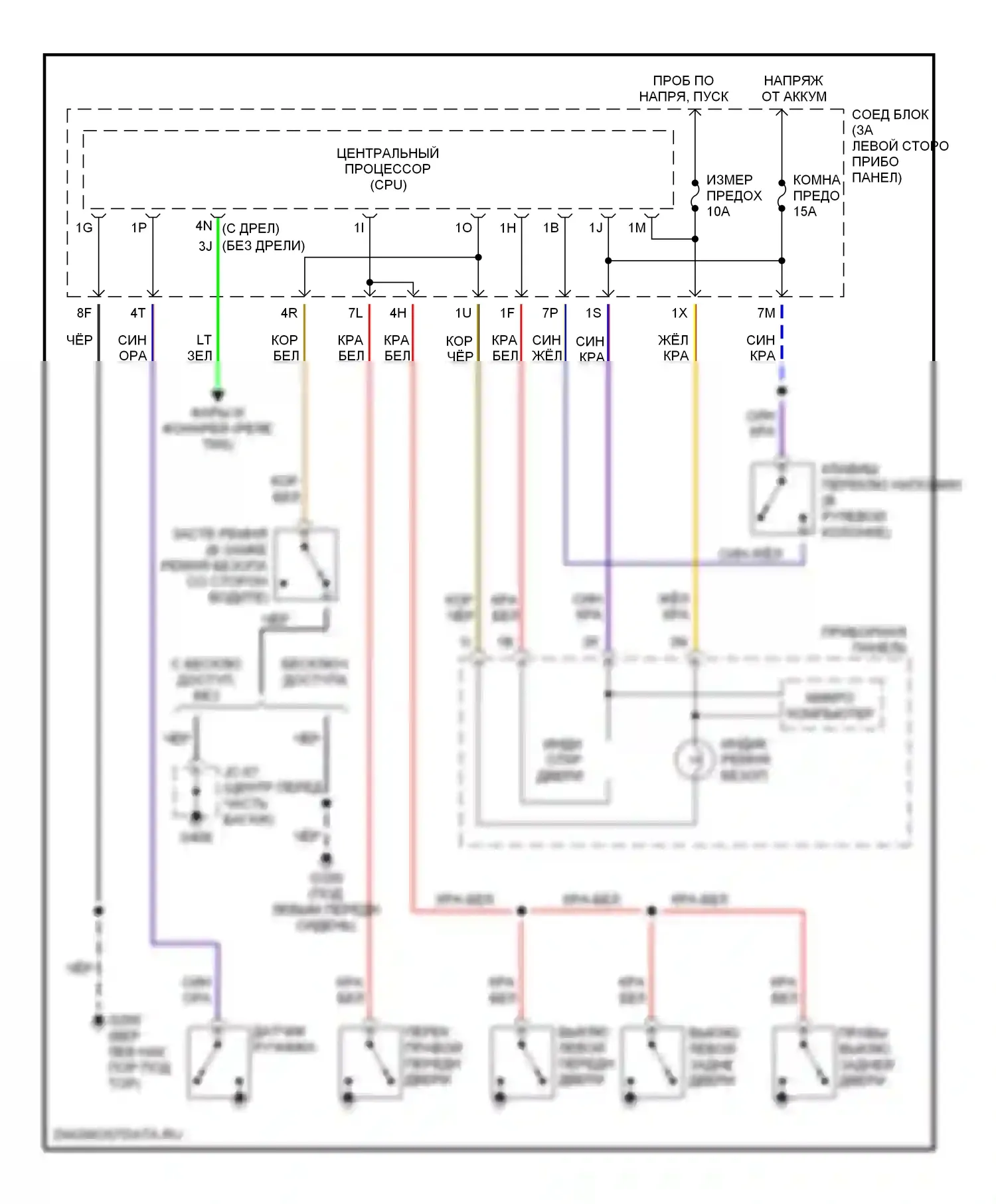 626 Mazda GF (1997-2002): Электросхемы системы оповещения 