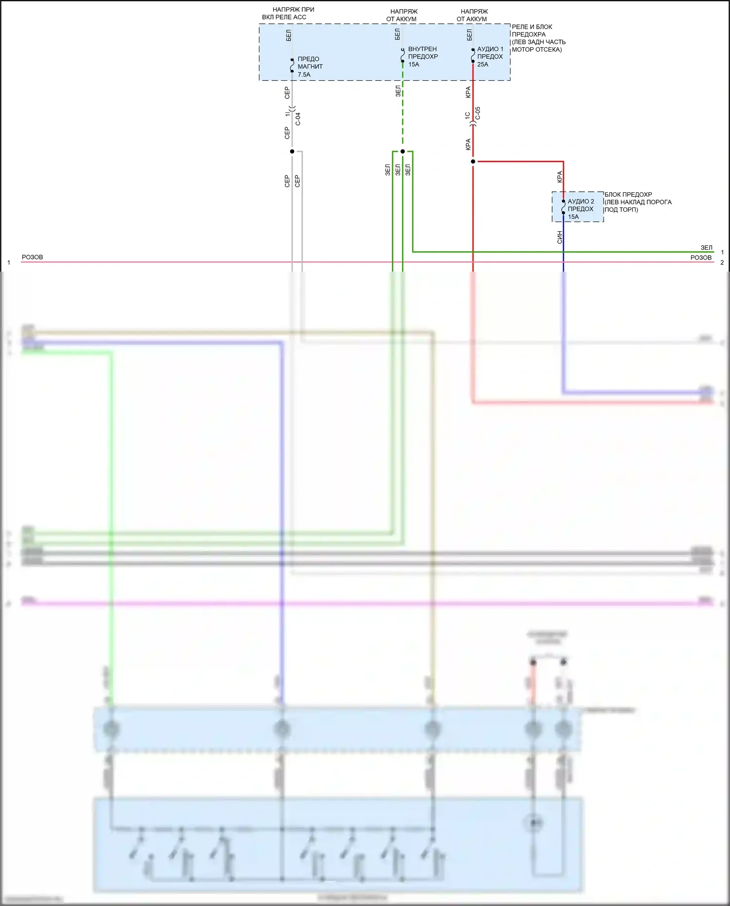 CX-3 Mazda I рестайлинг (2018-2024): Электросхема магнитолы, с 20-контактными контактами (2 из 5) 