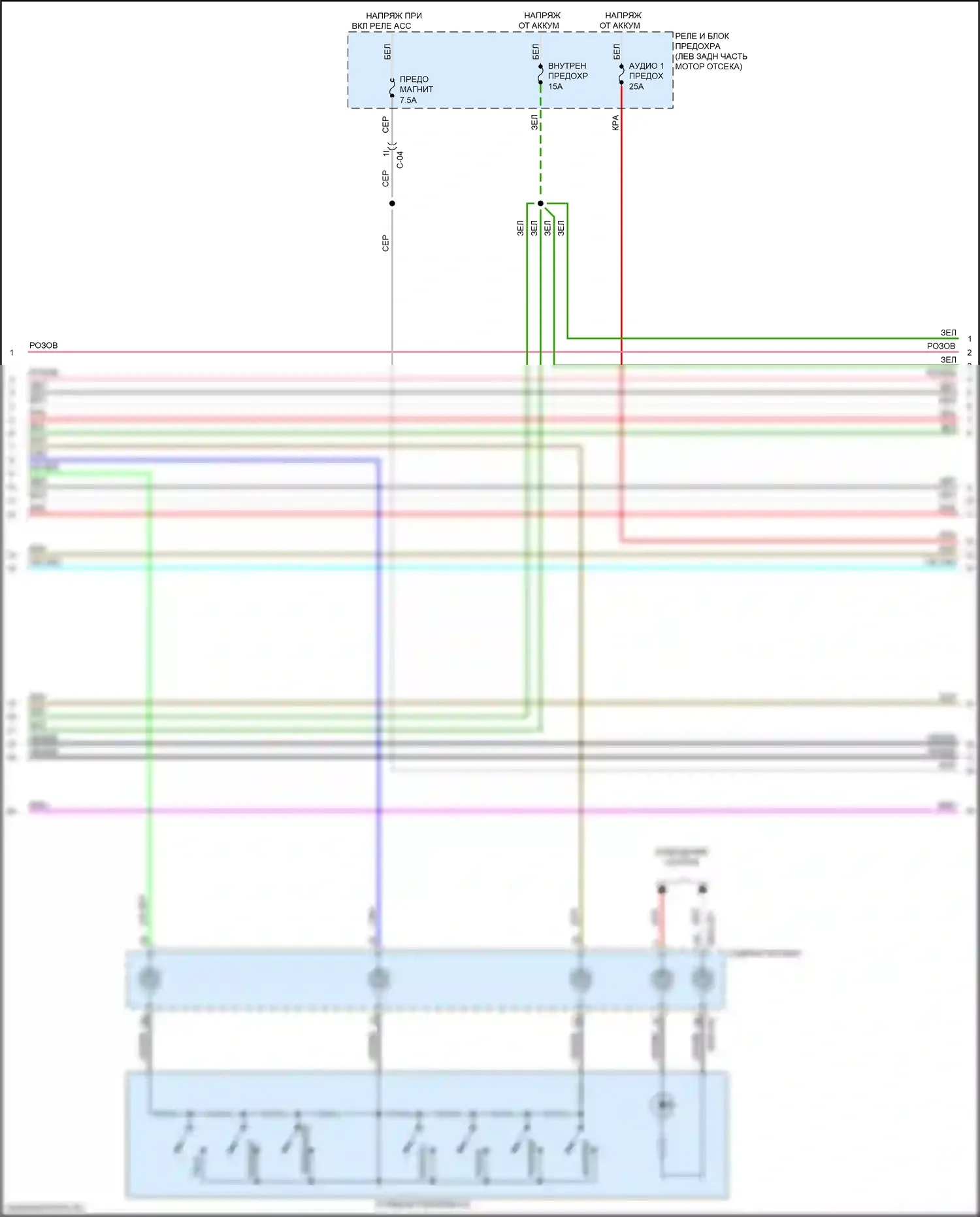 CX-3 Mazda I рестайлинг (2018-2024): Электросхема магнитолы, с 32-контактными контактами (2 из 5) 