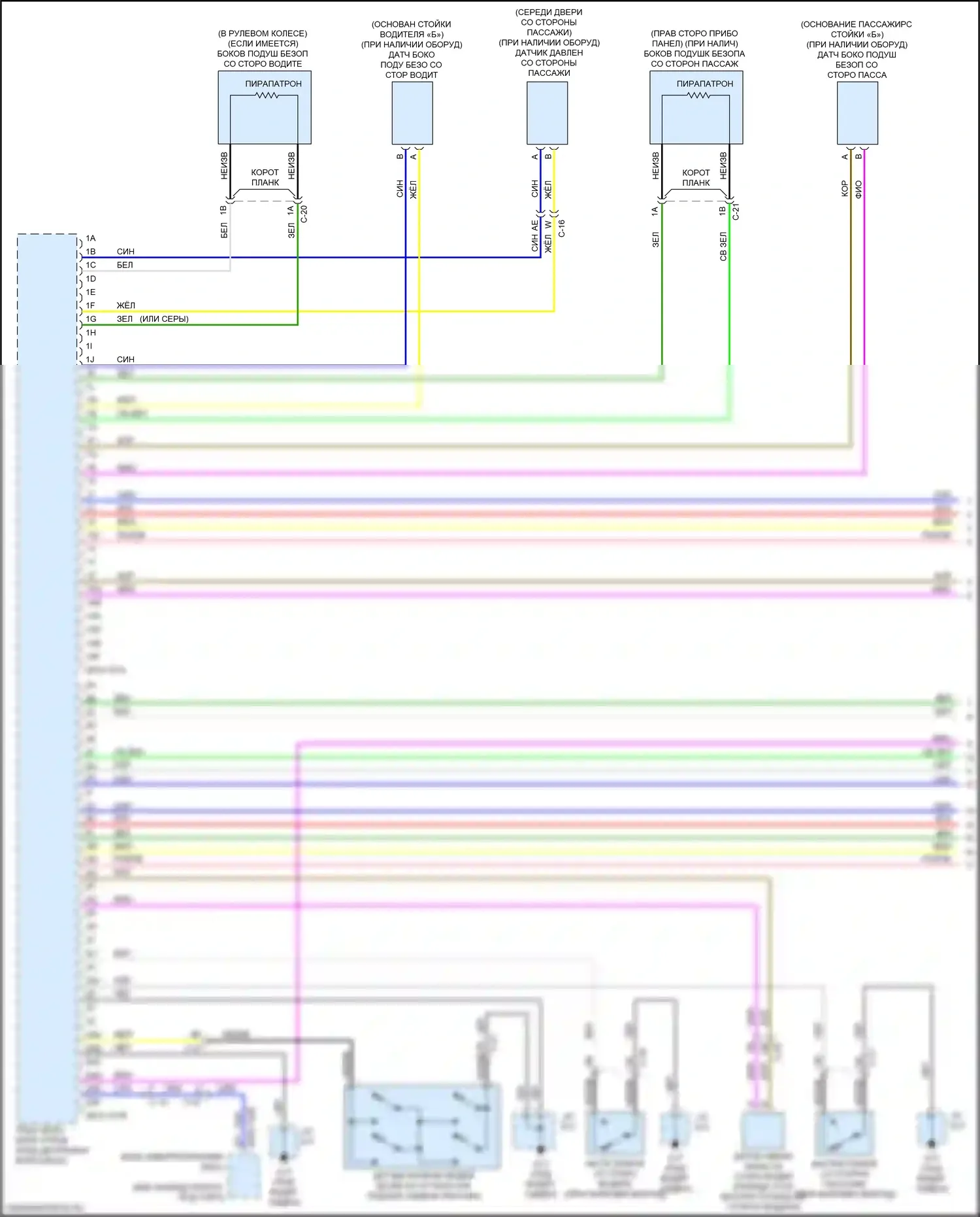 CX-3 Mazda I рестайлинг (2018-2024): Электросхема подушек безопасности (1 из 3) 