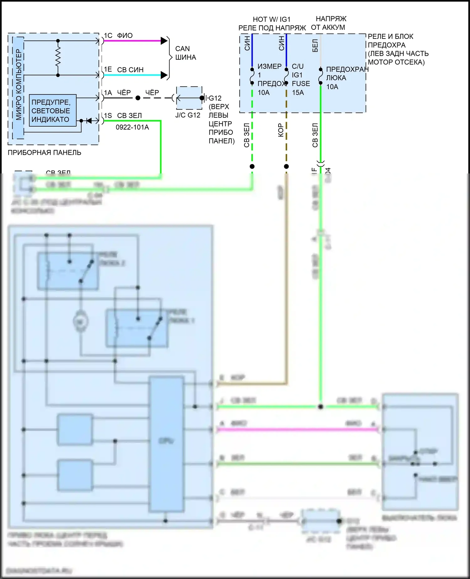 CX-3 Mazda I рестайлинг (2018-2024): Электросхема складной крыши/люка 