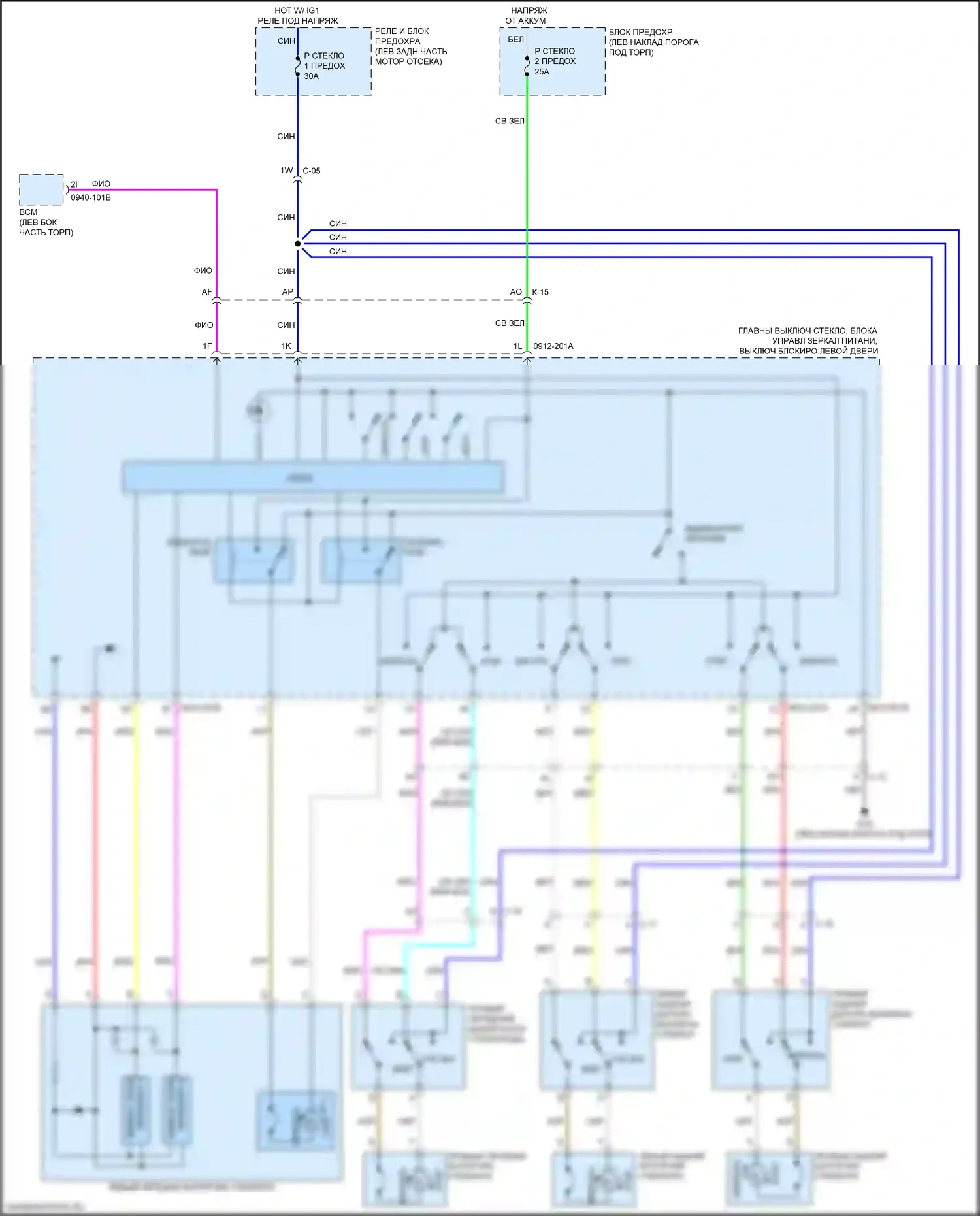 CX-3 Mazda I рестайлинг (2018-2024): Стеклоподъемники электросхема 