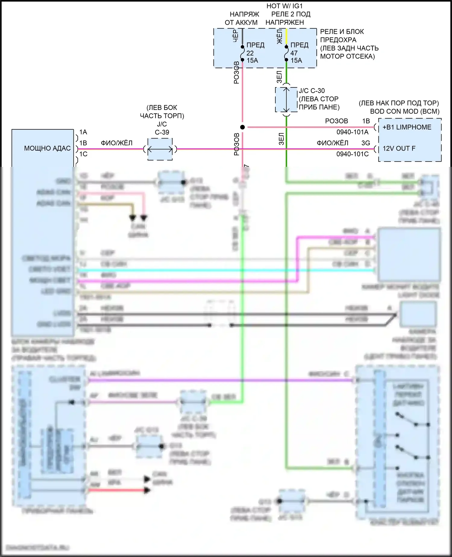 CX-30 Mazda I (2019-2024): Электросхема мониторинга водителя 