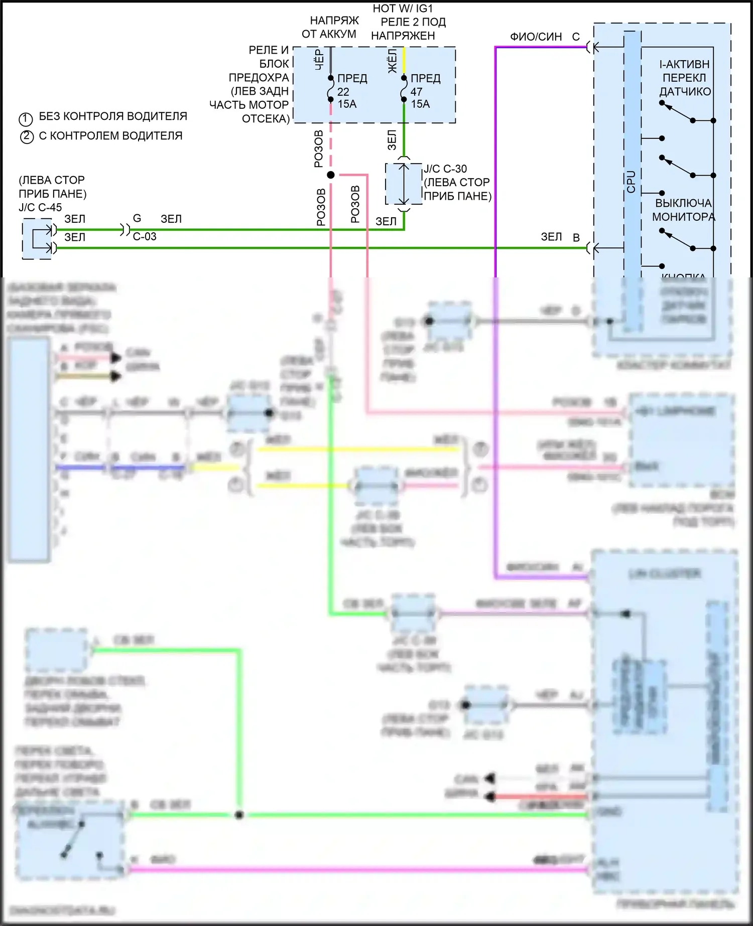 CX-30 Mazda I (2019-2024): Электросхема сигнализации о выезде с полосы движения 