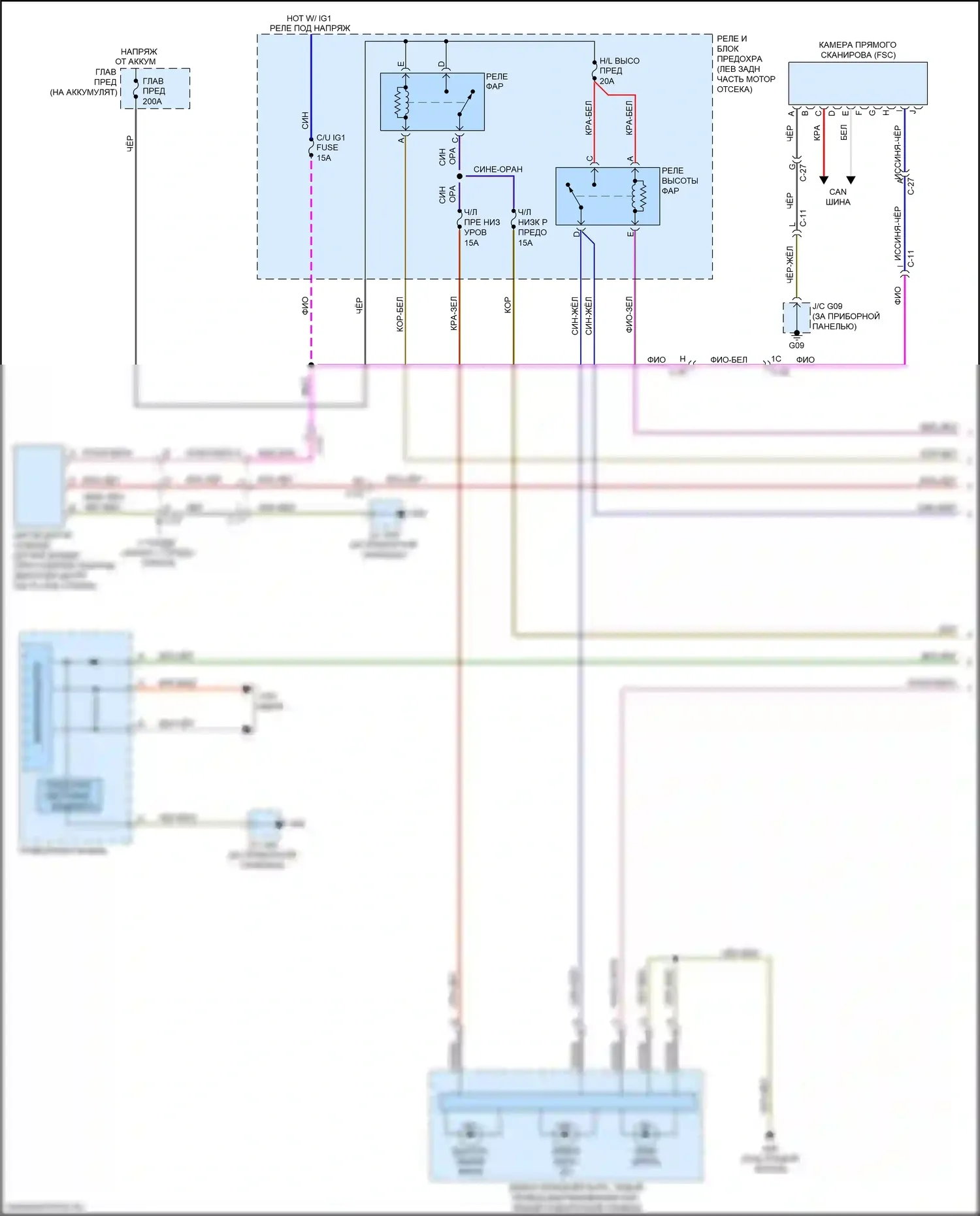CX-5 Mazda I рестайлинг (2015-2017): Электросхема фар, со светодиодными фарами (1 из 2) 