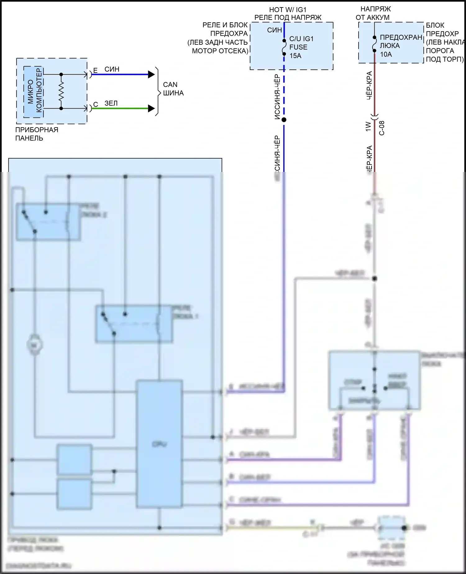 CX-5 Mazda I рестайлинг (2015-2017): Электросхема складной крыши/люка 