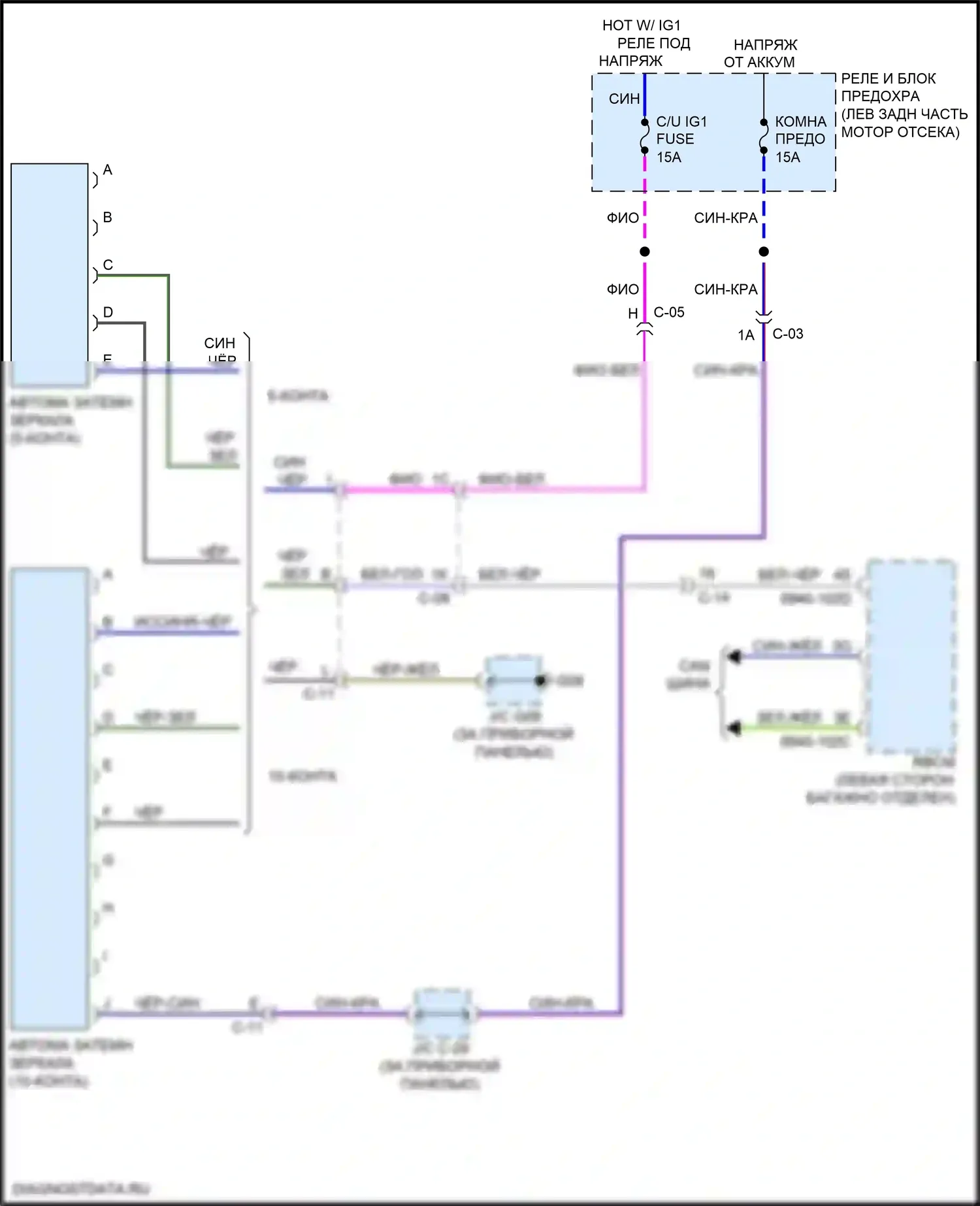 CX-5 Mazda I рестайлинг (2015-2017): Электросхема автоматического затемняющего зеркала 