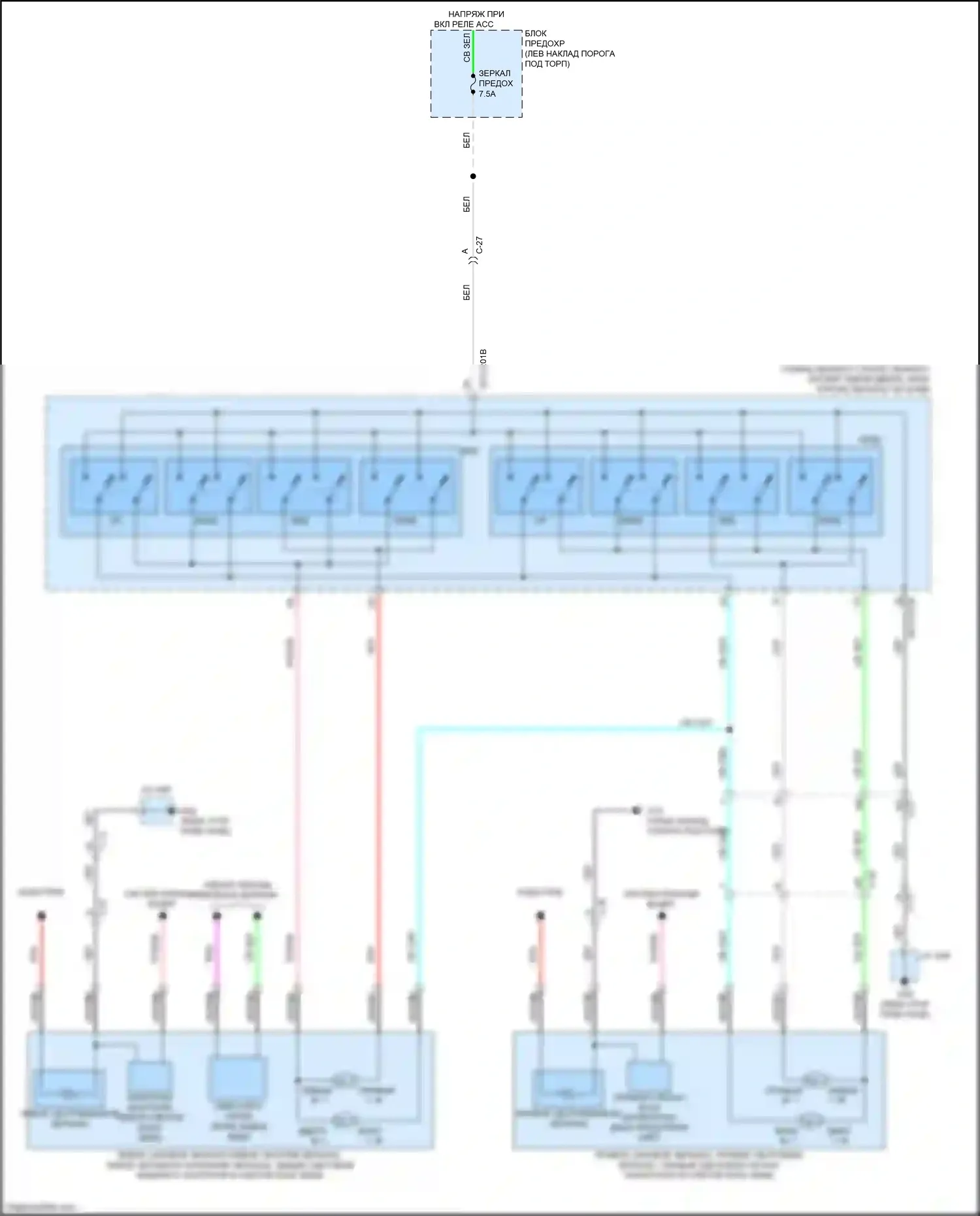 CX-5 Mazda II рестайлинг (2021-2024): Электросхема силового зеркала 
