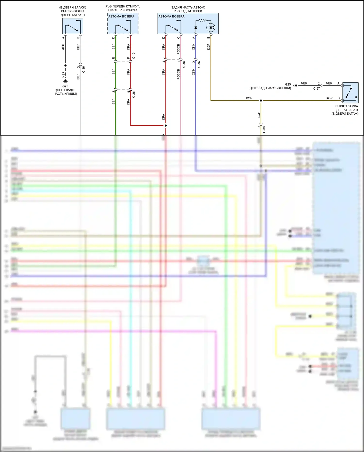 CX-5 Mazda II (2017-2022): Электросхема доводчика двери питания (2 из 2) 