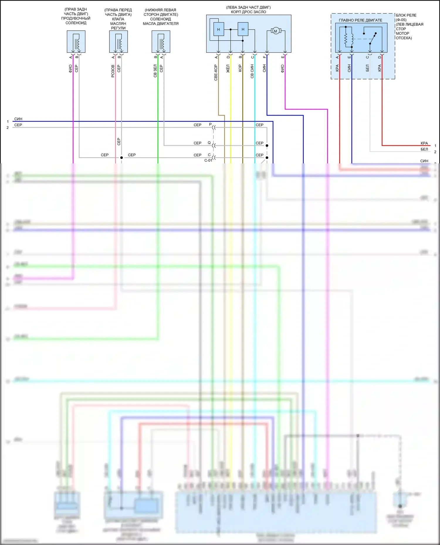 CX-5 Mazda II (2017-2022): Электросхема двигателя 2.5l skyactiv, без клапана управления охлаждающей жидкостью (2 из 5) 