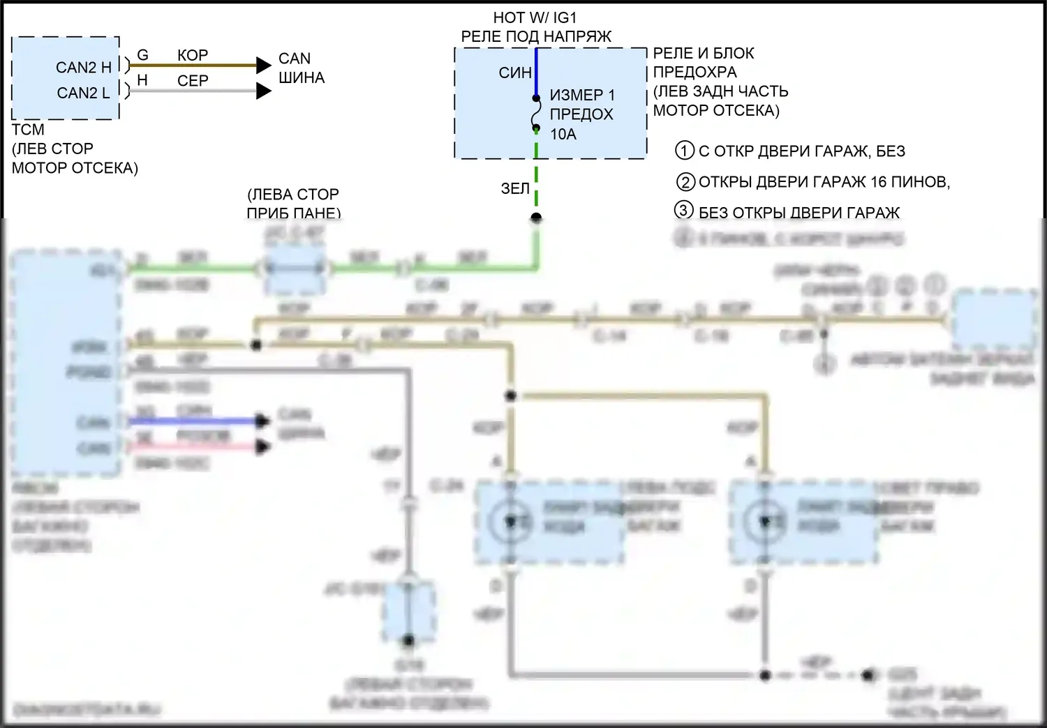 CX-5 Mazda II (2017-2022): Электросхема фонарей заднего хода 