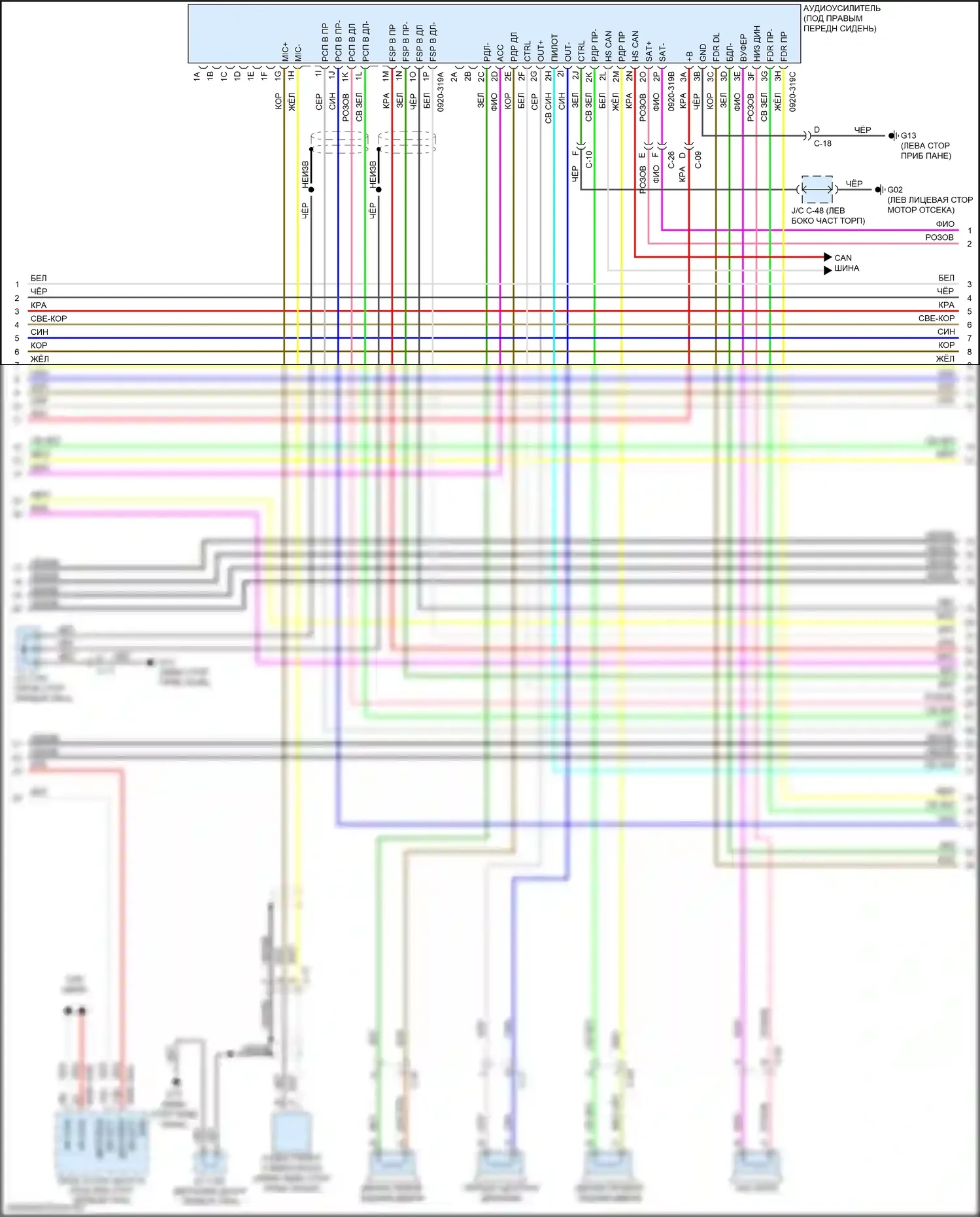 CX-5 Mazda II (2017-2022): Электросхема магнитолы, с 20-контактным клеммой (3 из 4) 