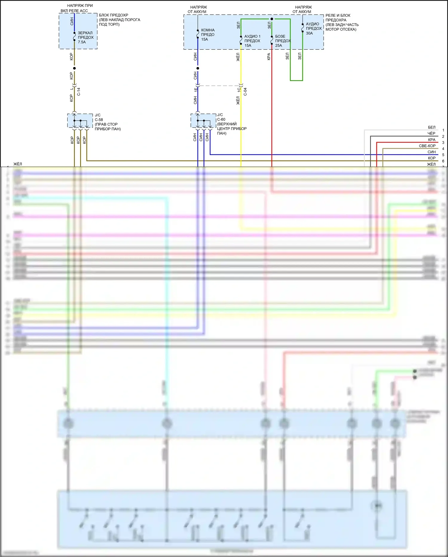 CX-5 Mazda II (2017-2022): Электросхема магнитолы, с 20-контактными контактами (2 из 4) 