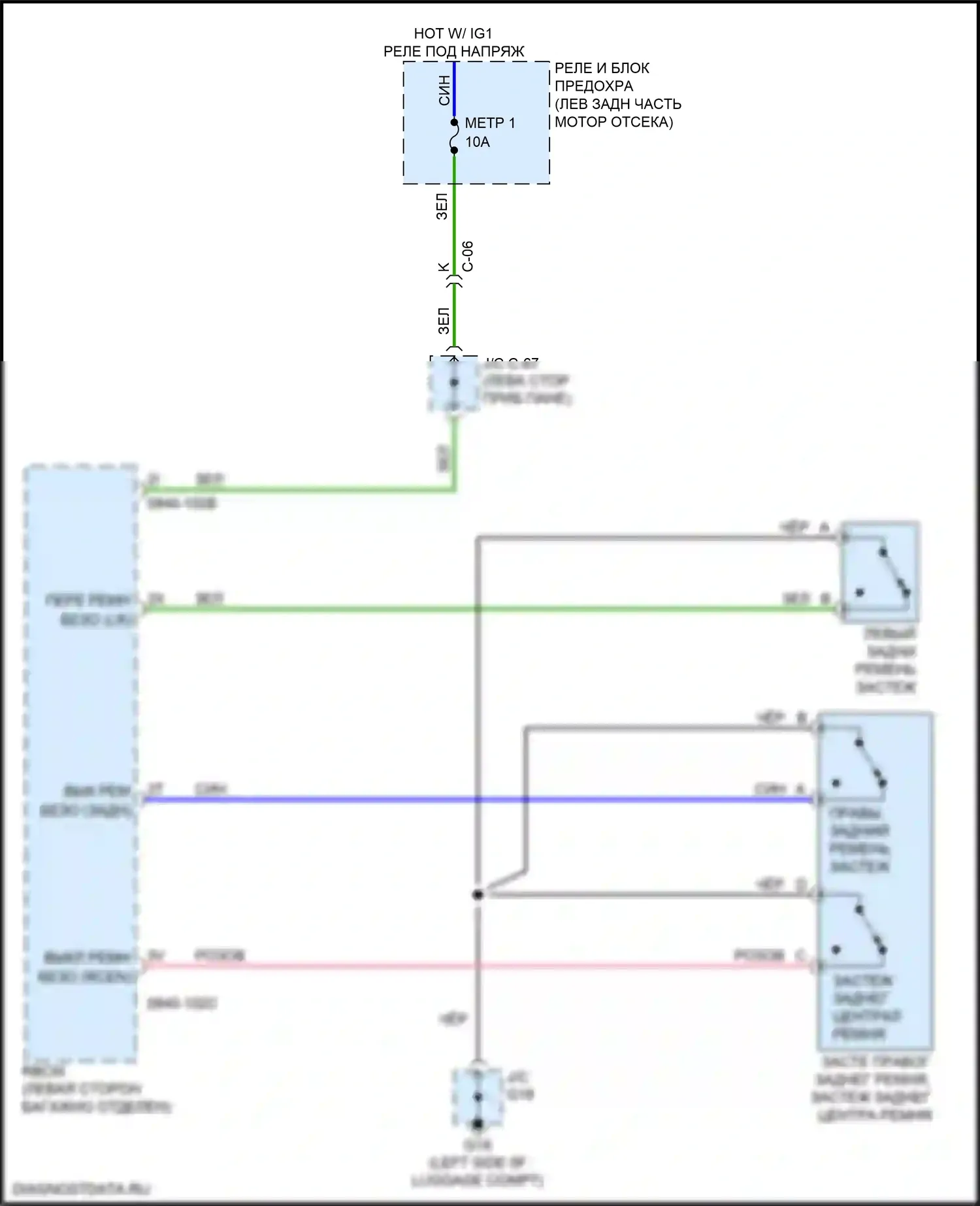 CX-5 Mazda II (2017-2022): Электросхема напоминания о ремне безопасности заднего сиденья 