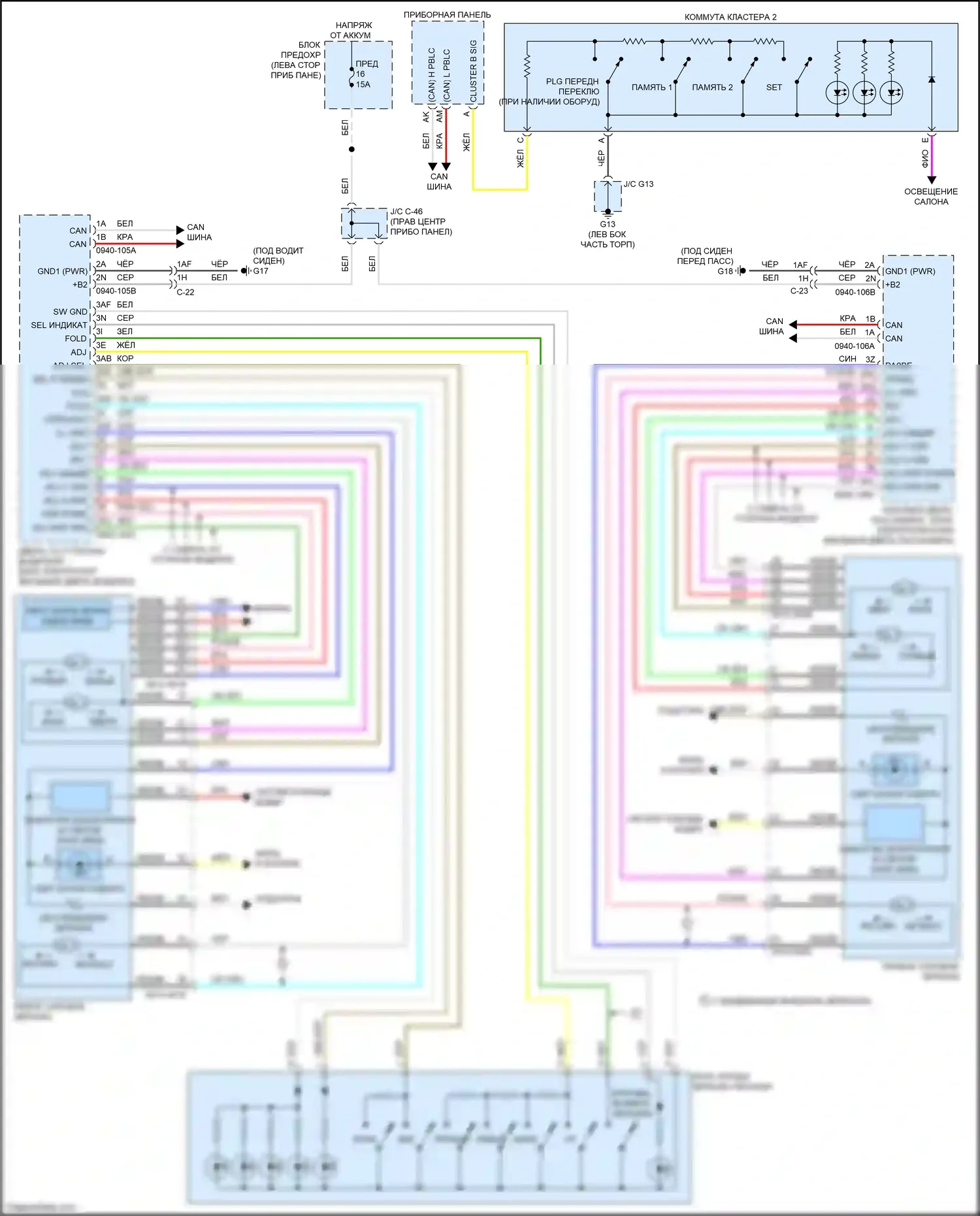 CX-50 Mazda I (2021-2024): Электросхема зеркал памяти 