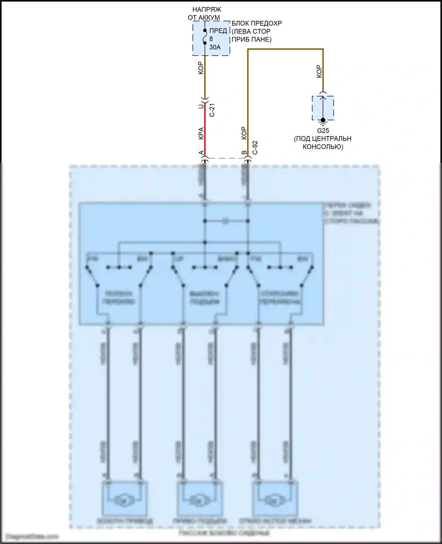 CX-50 Mazda I (2021-2024): Электросхема сиденья питания для пассажиров 