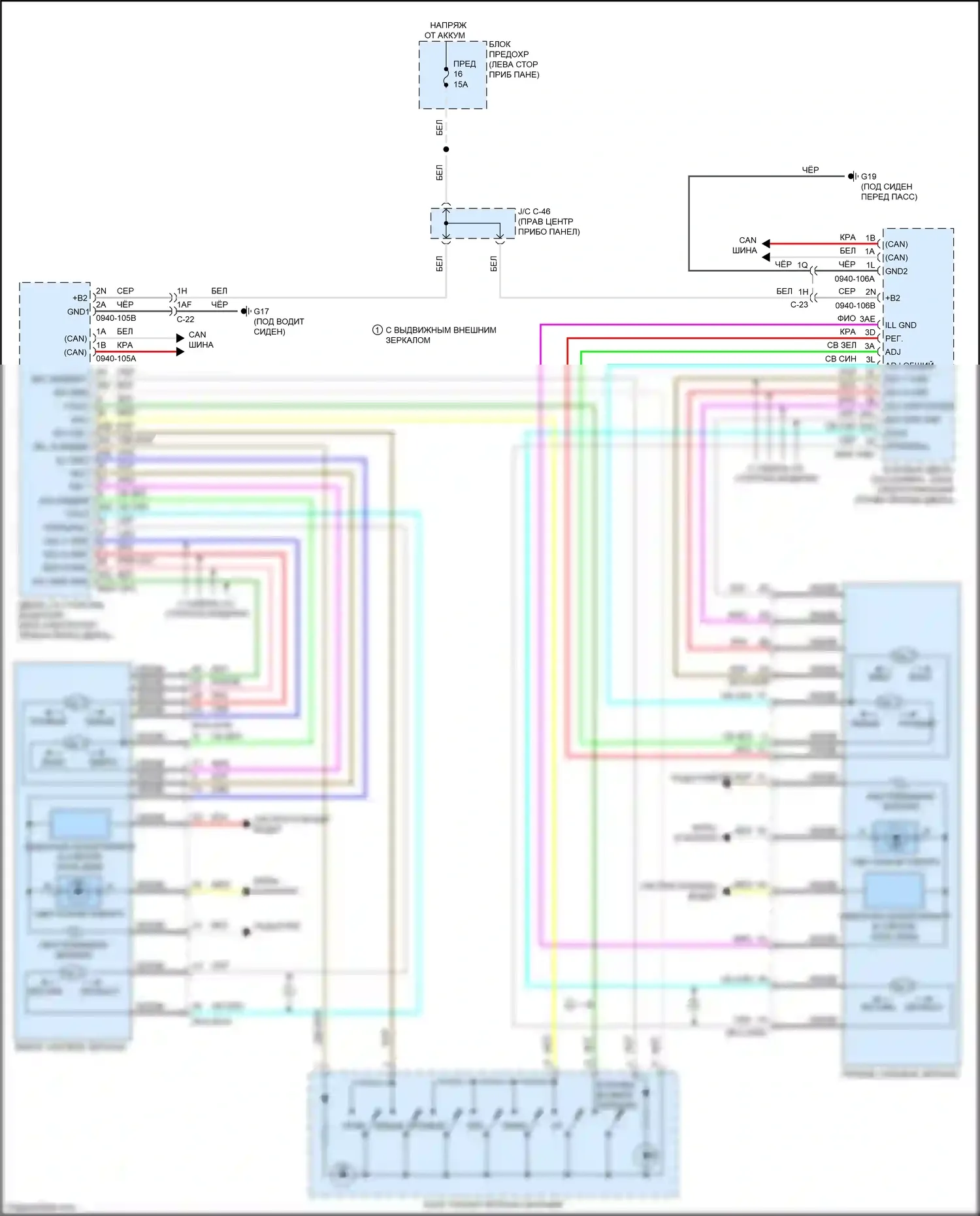 CX-50 Mazda I (2021-2024): Электросхема силового зеркала 