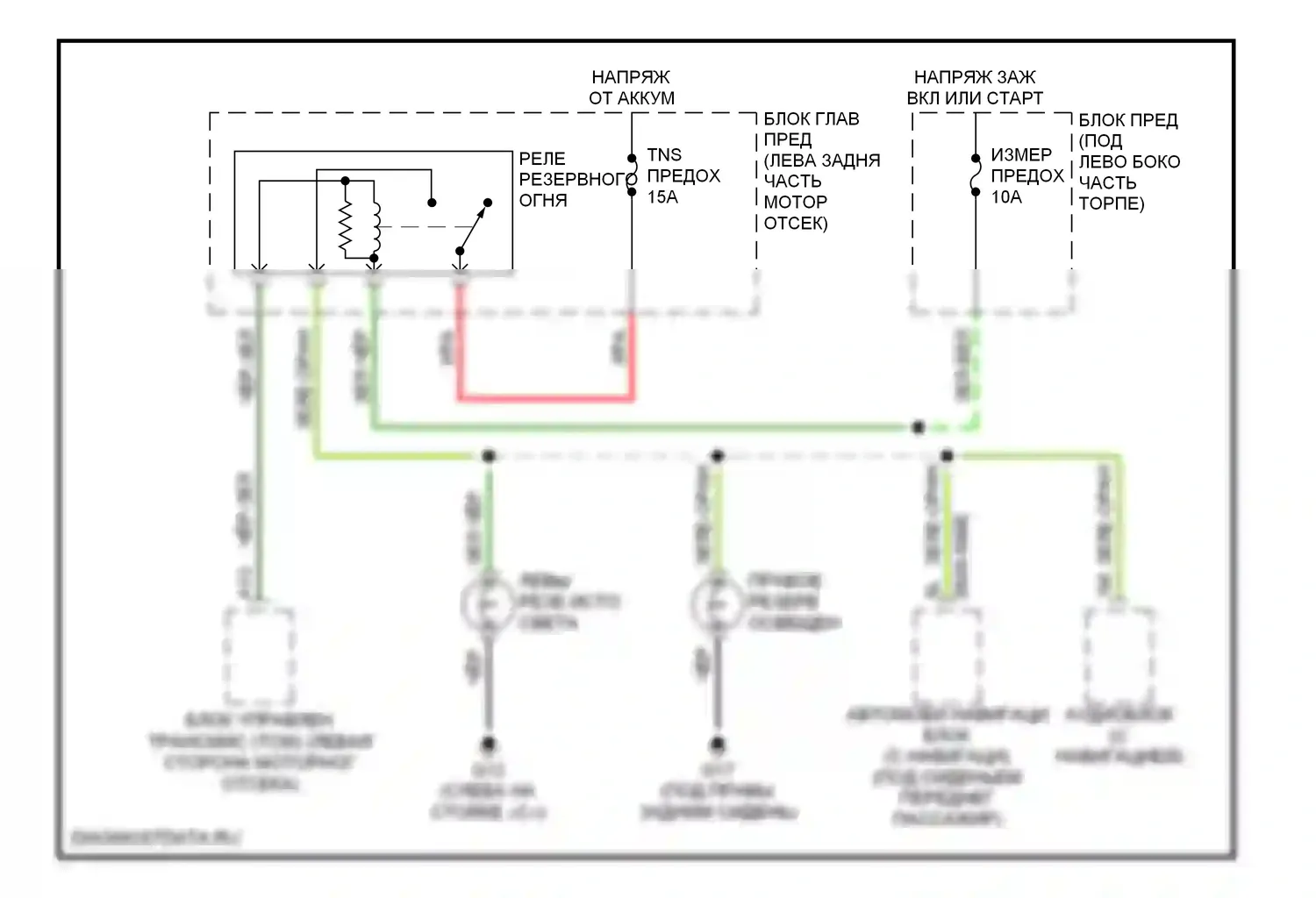 CX-7 Mazda I (2006-2009): Электросхема фонарей заднего хода 