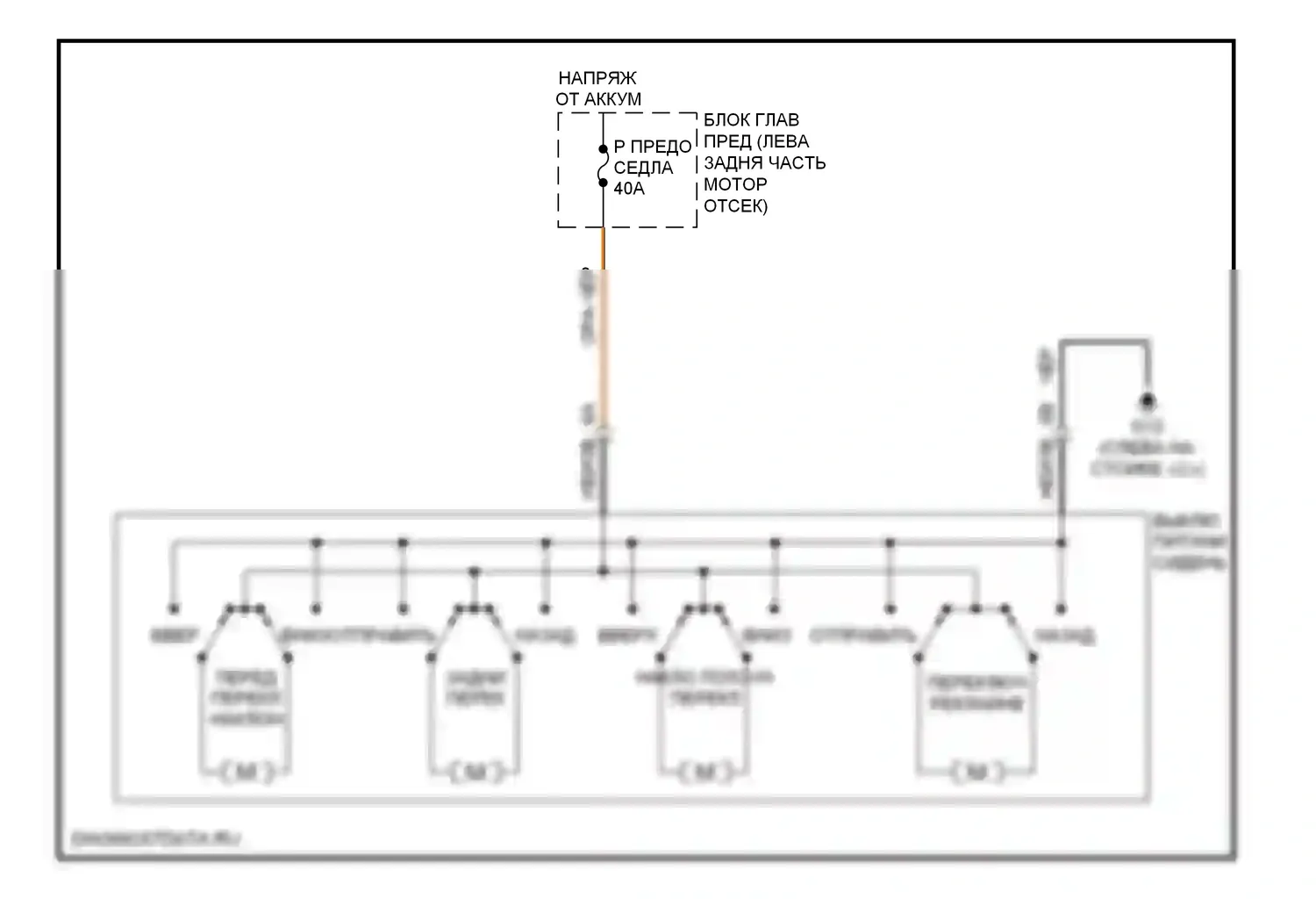 CX-7 Mazda I (2006-2009): Электросхема силового сиденья 