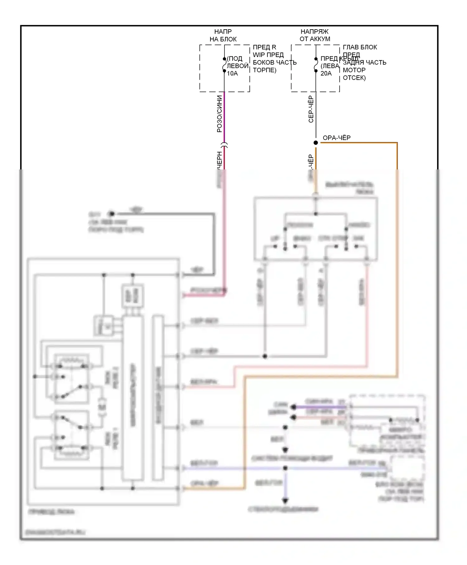 CX-7 Mazda I (2006-2009): Электросхема складной крыши/люка 