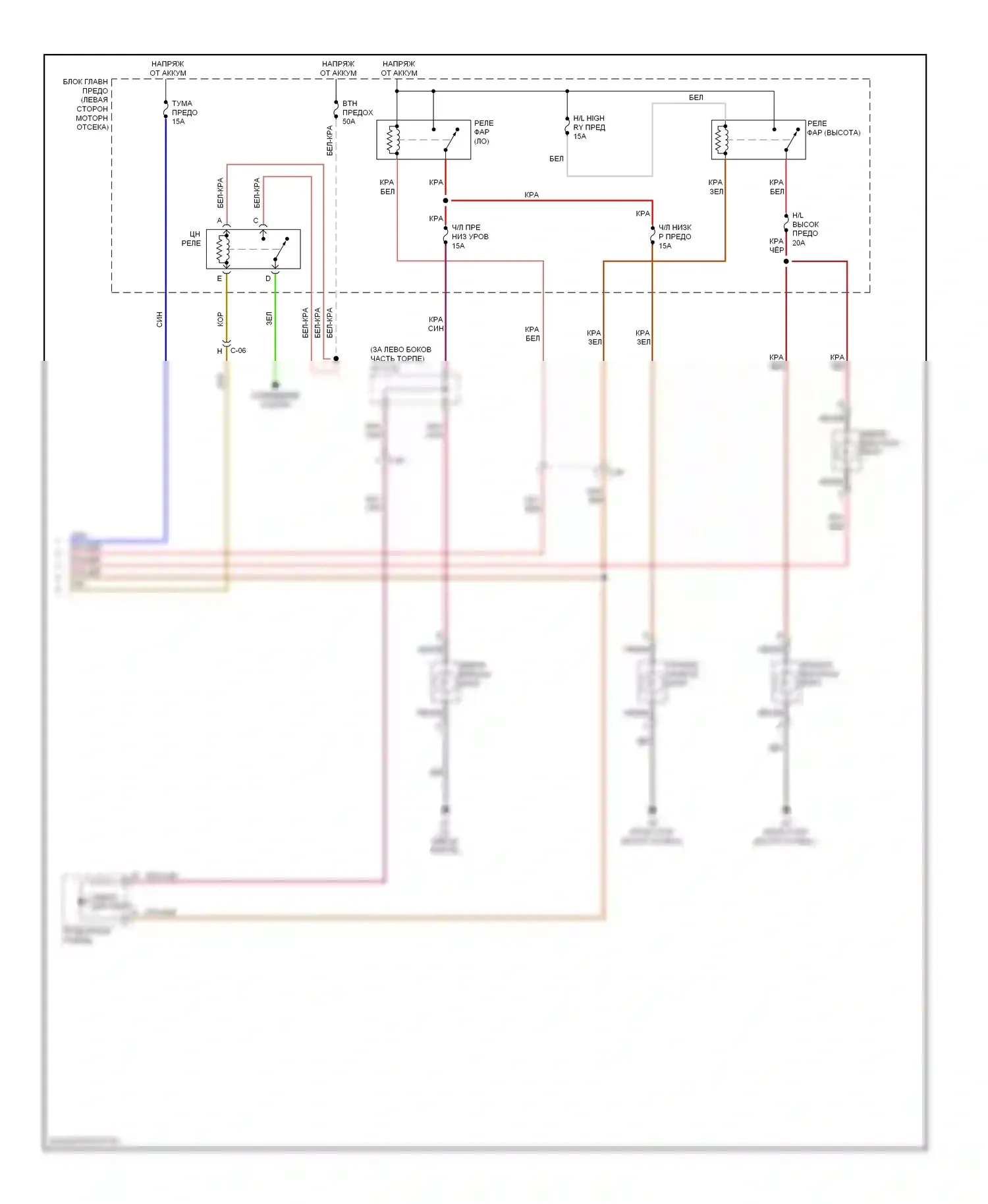 CX-9 Mazda I рестайлинг (2012-2016): Электросхема фар, с галогеном, с выключенными автофарами (2 из 2) 