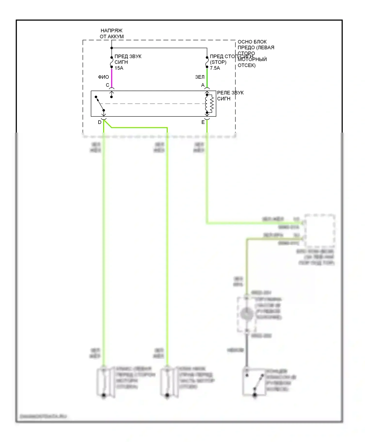 CX-9 Mazda I рестайлинг (2012-2016): Электросхема клаксона 