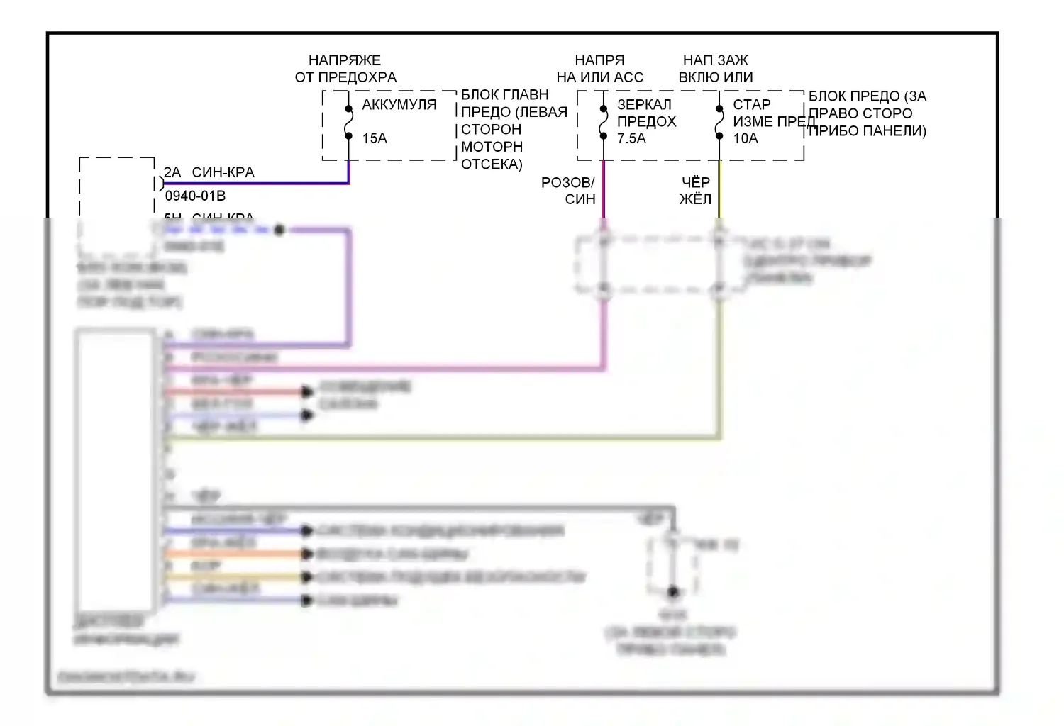 CX-9 Mazda I рестайлинг (2012-2016): Электросхема многоинформационной системы 