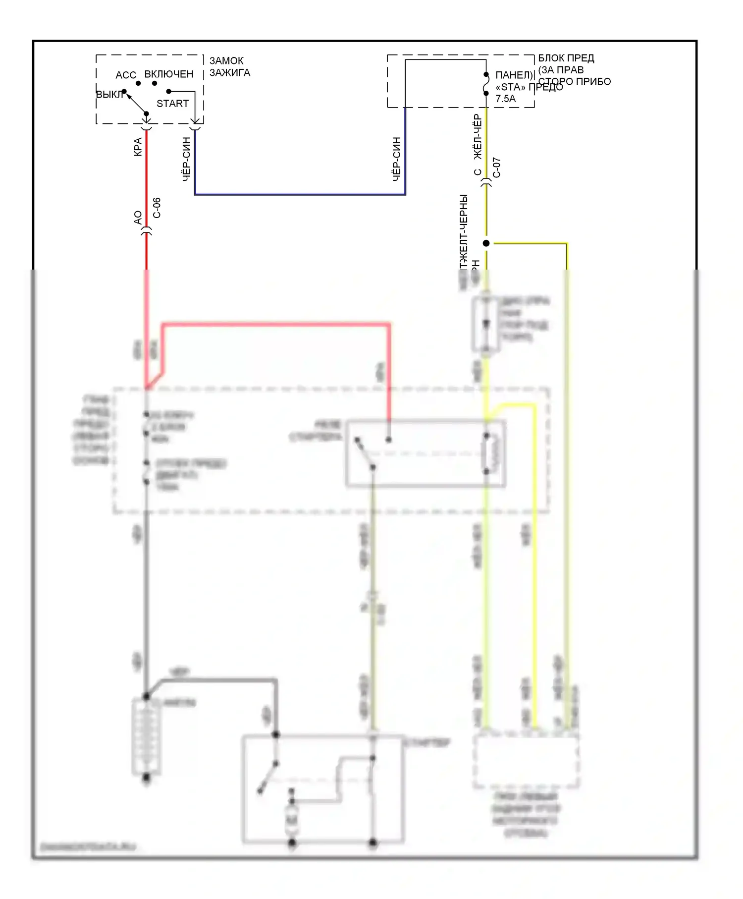 CX-9 Mazda I рестайлинг (2012-2016): Электросхема стартера 