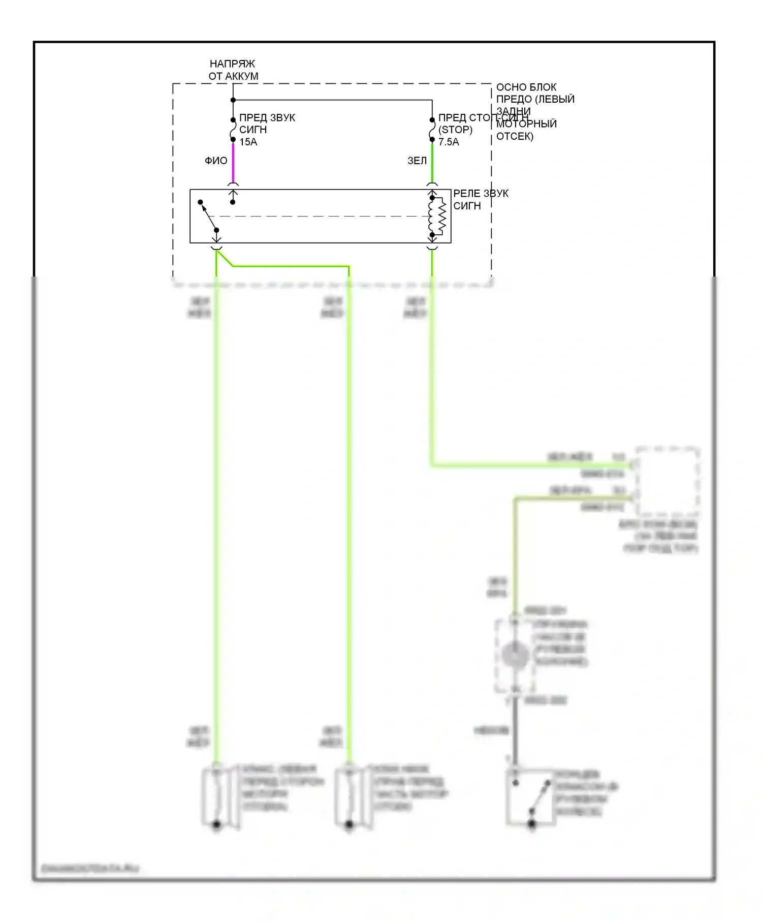CX-9 Mazda I (2006-2012): Электросхема клаксона 