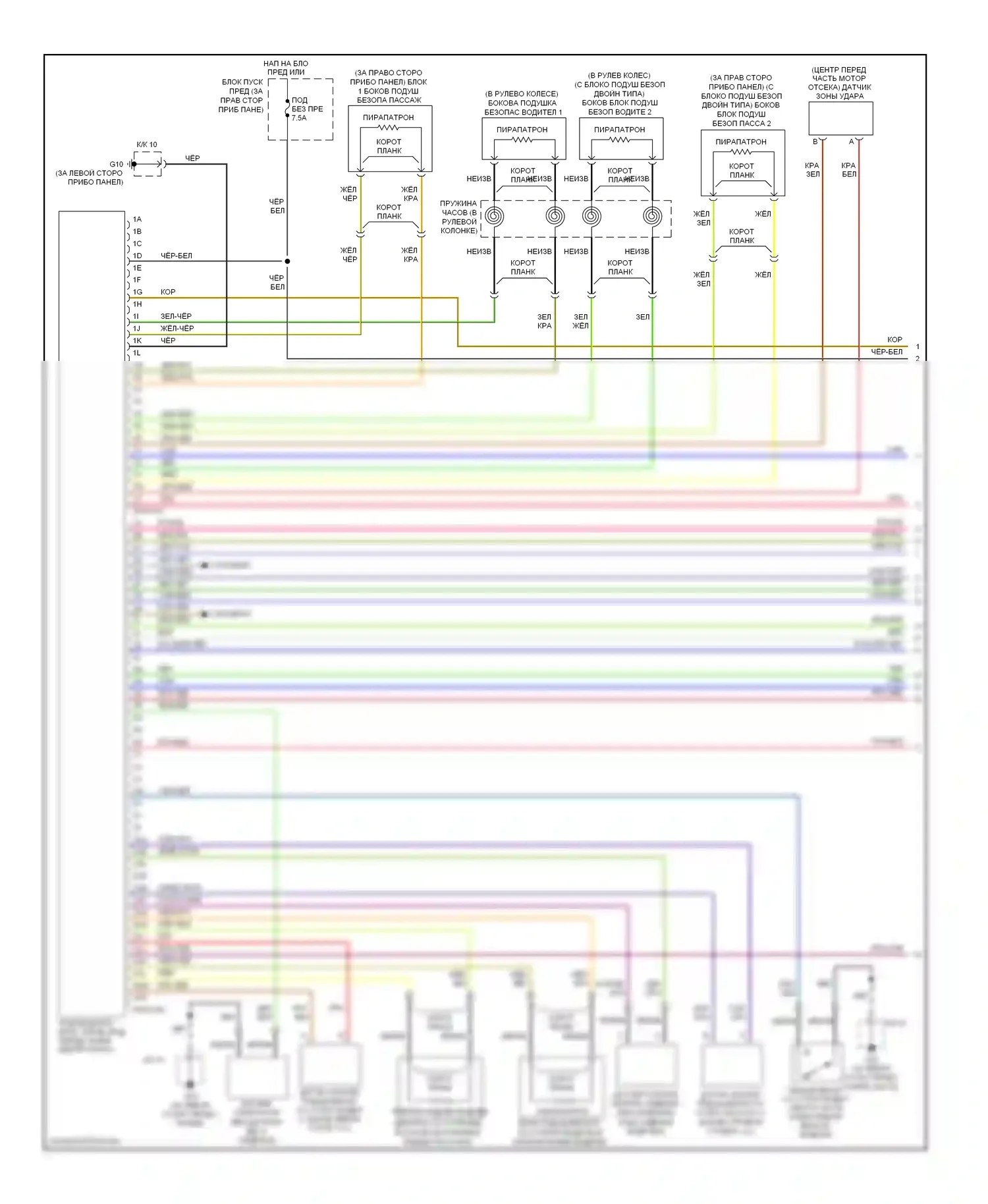 CX-9 Mazda I (2006-2012): Электросхема подушек безопасности (1 из 2) 