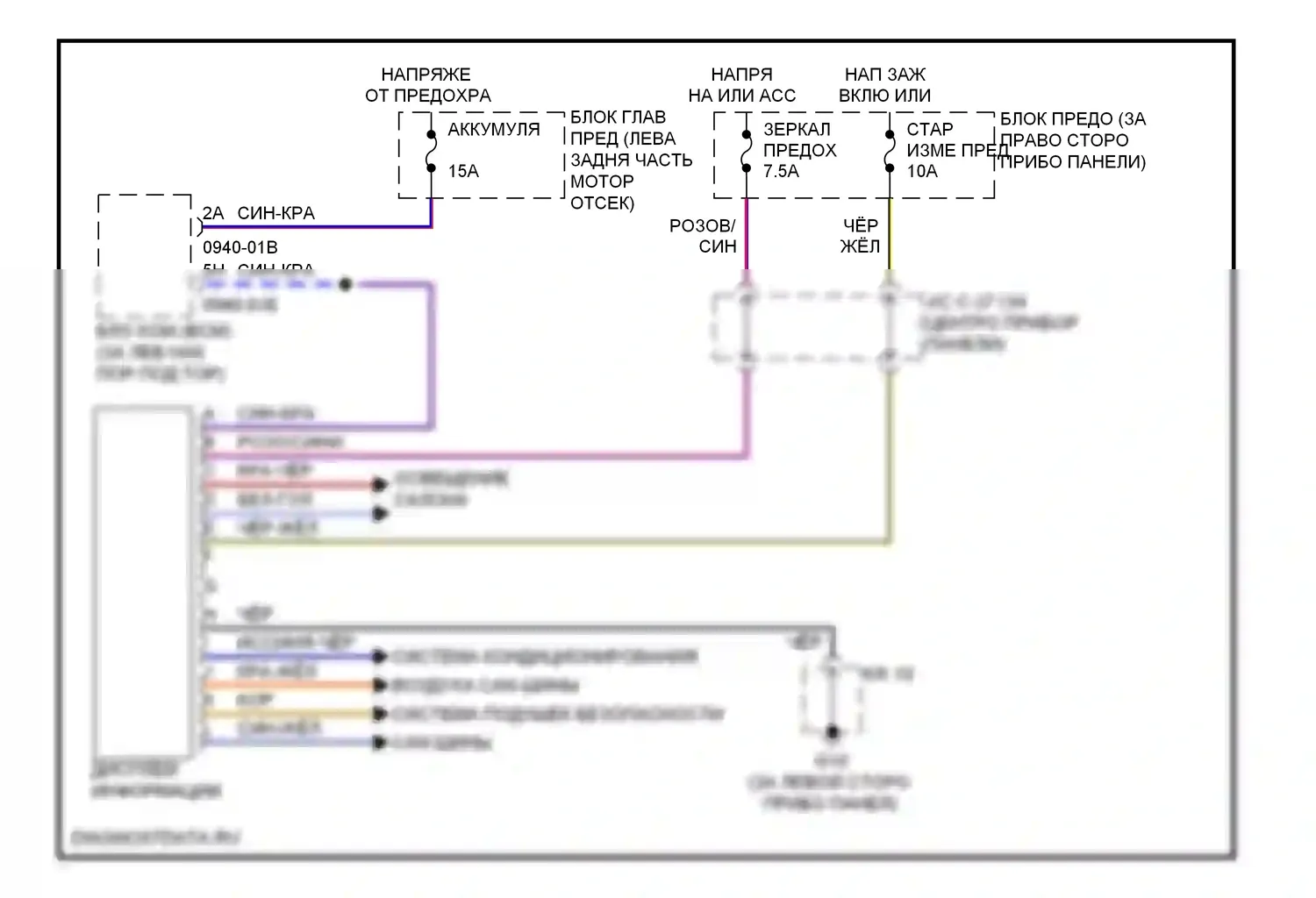 CX-9 Mazda I (2006-2012): Электросхема многоинформационной системы 