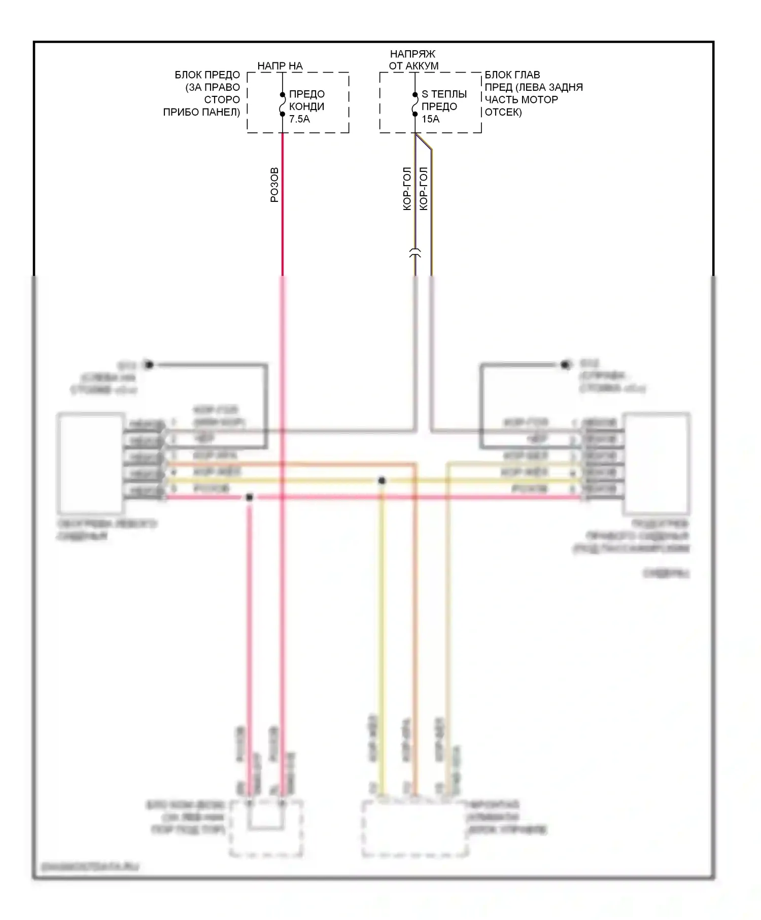 CX-9 Mazda I (2006-2012): Электросхема обогреваемых сидений 