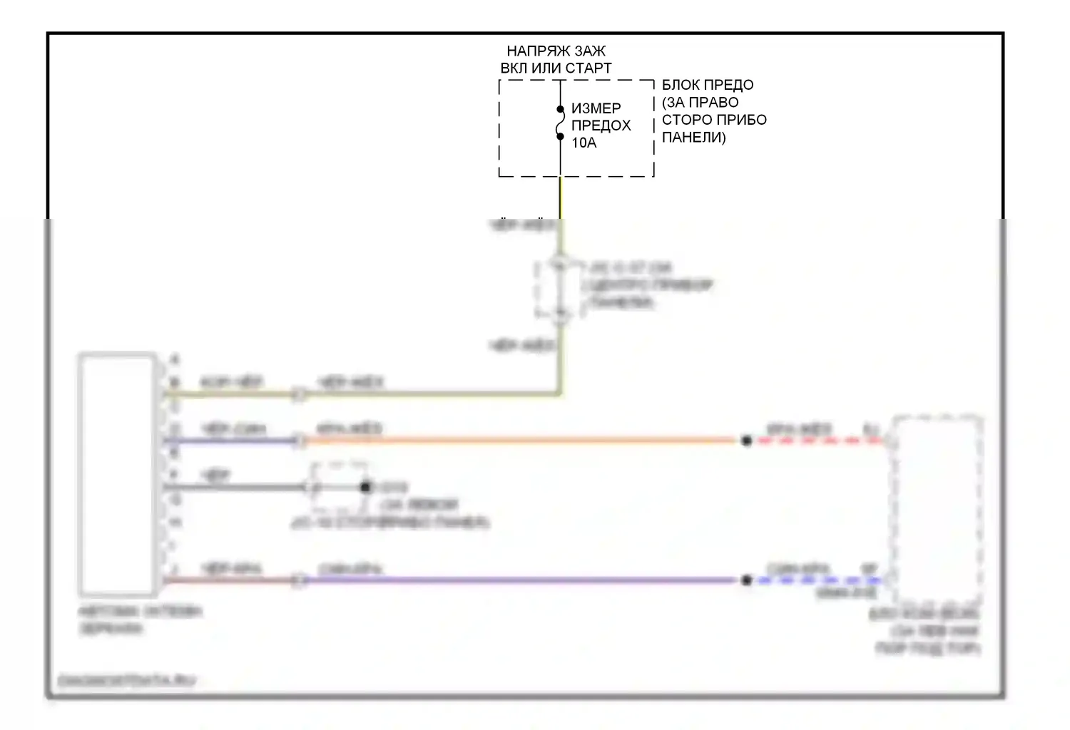 CX-9 Mazda I (2006-2012): Электросхема автоматического затемняющего зеркала 