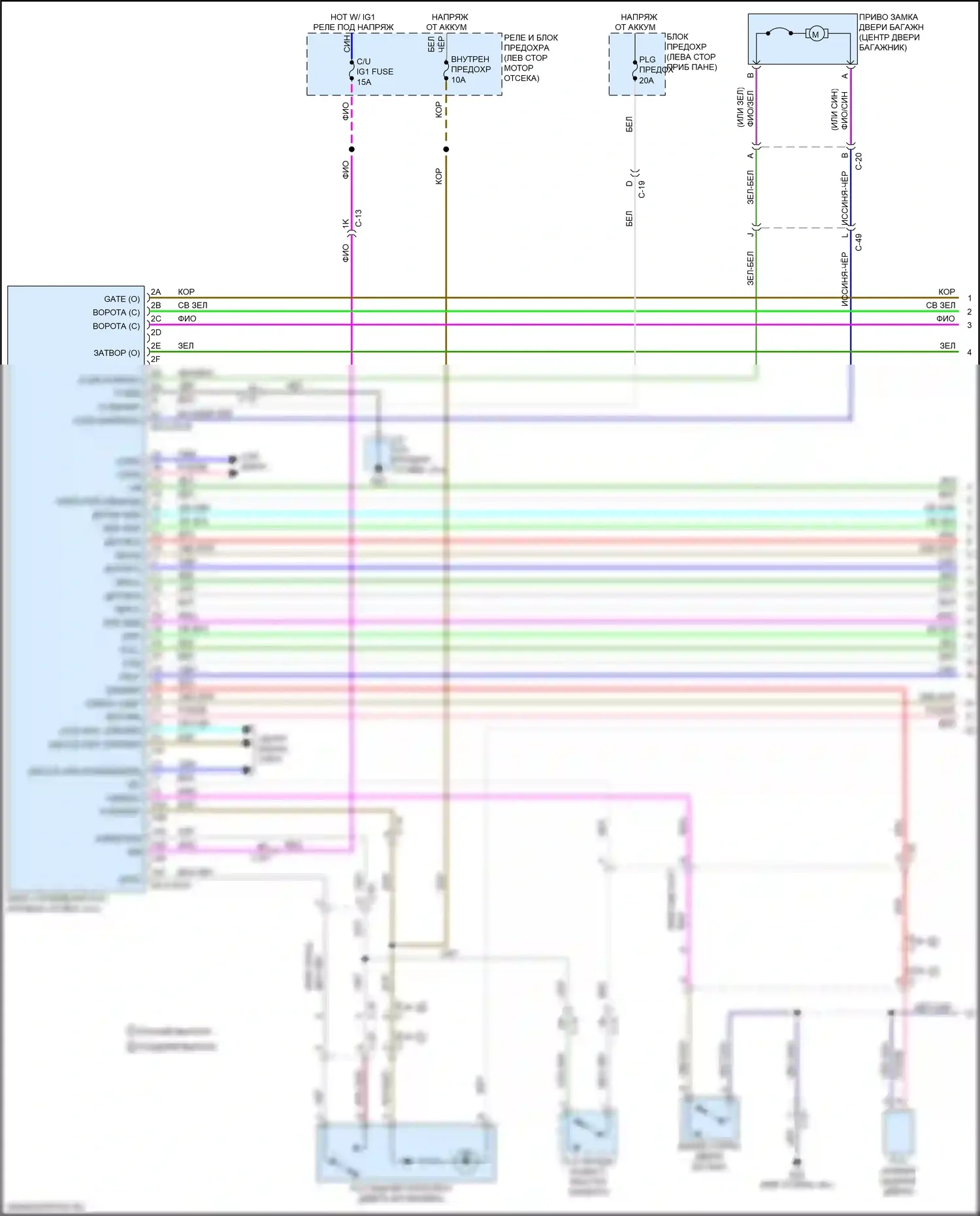 CX-9 Mazda II рестайлинг (2020-2024): Электросхема дверей силового багажника (1 из 2) 