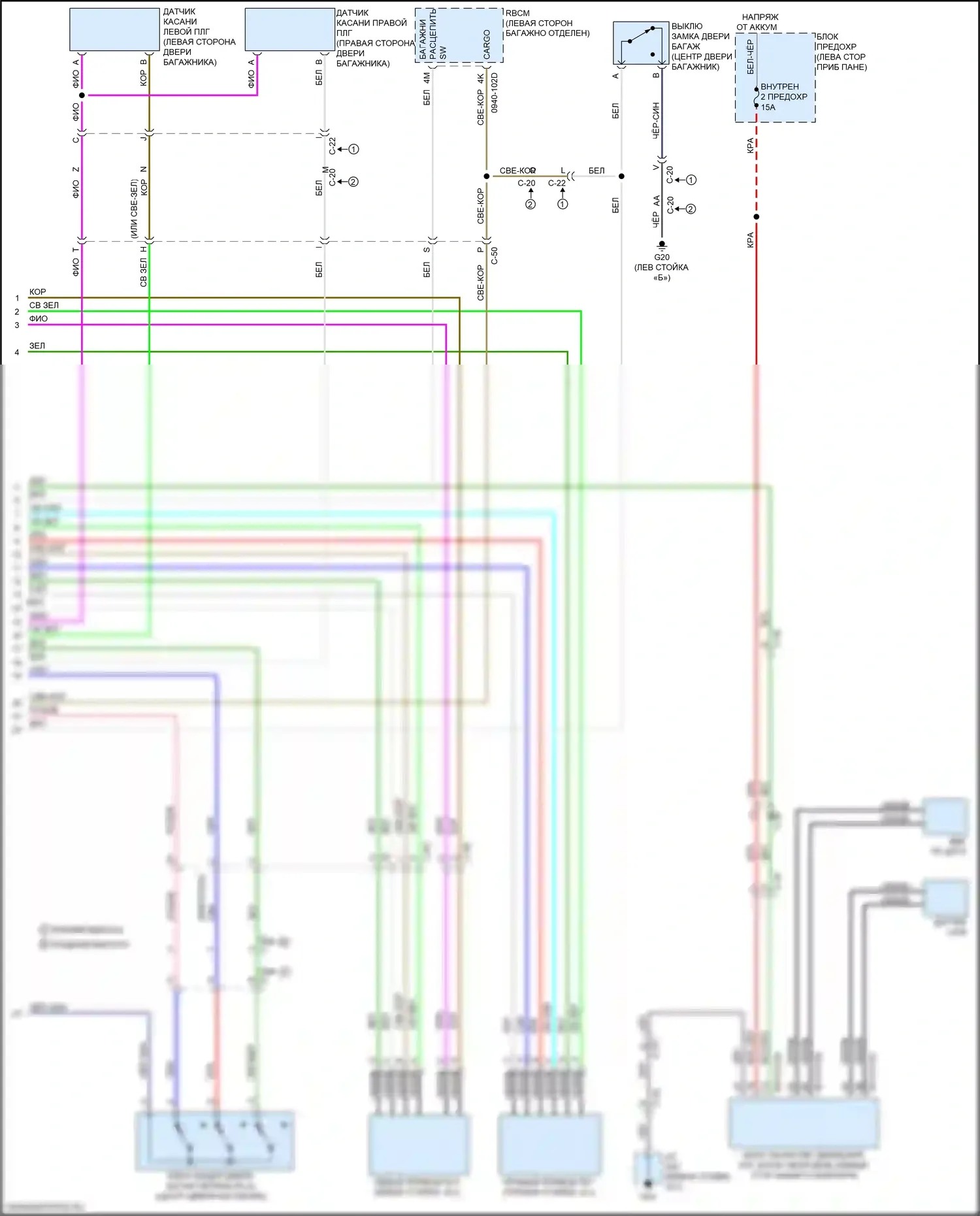 CX-9 Mazda II рестайлинг (2020-2024): Электросхема дверей силового багажника (2 из 2) 