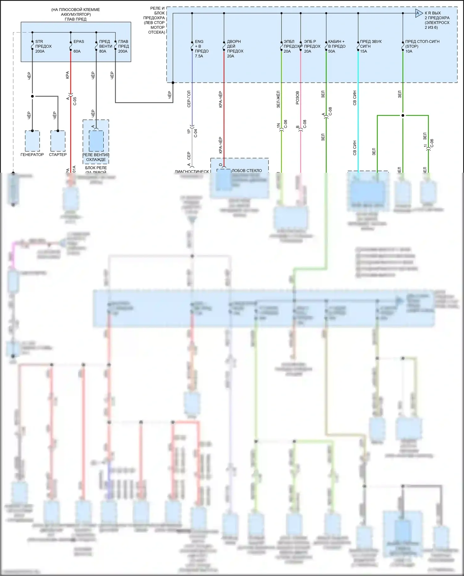 CX-9 Mazda II рестайлинг (2020-2024): Электросхема блока предохранителей реле (1 из 6) 