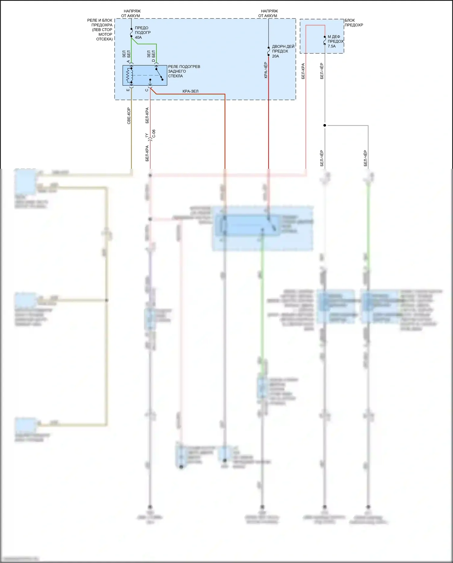 CX-9 Mazda II рестайлинг (2020-2024): Электросхема подогрева стекол 