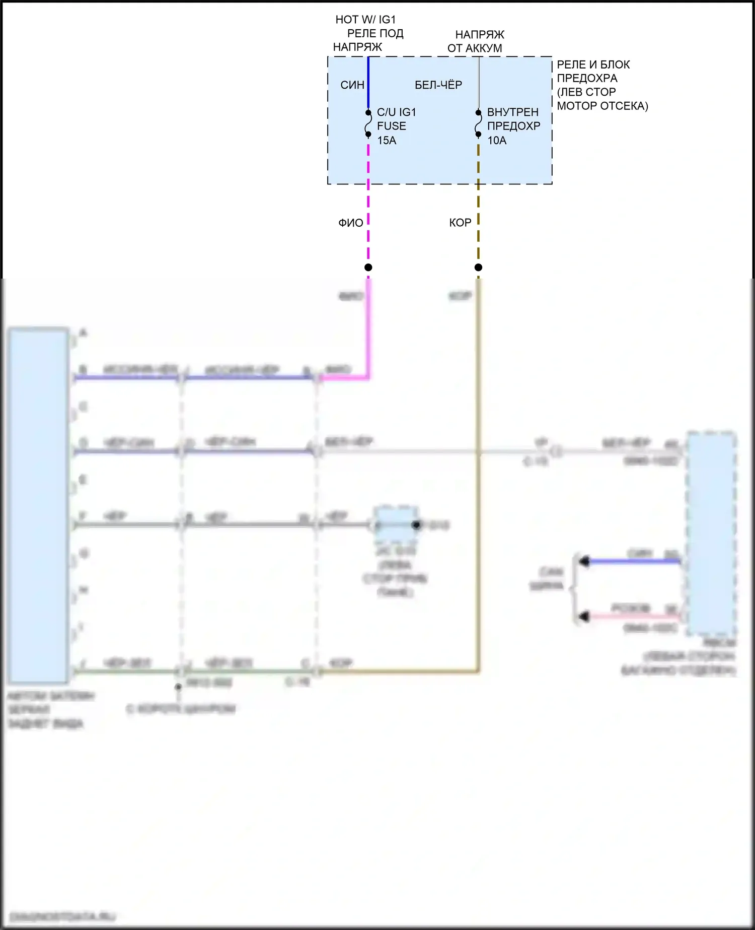 CX-9 Mazda II рестайлинг (2020-2024): Электросхема автоматического затемняющего зеркала, 10-контактный с клеммой f 