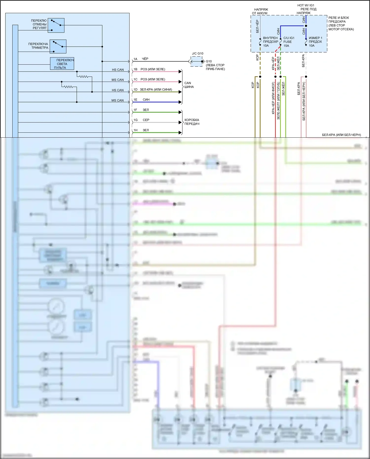 CX-9 Mazda II (2016-2021): Электросхема приборной панели (1 из 2) 