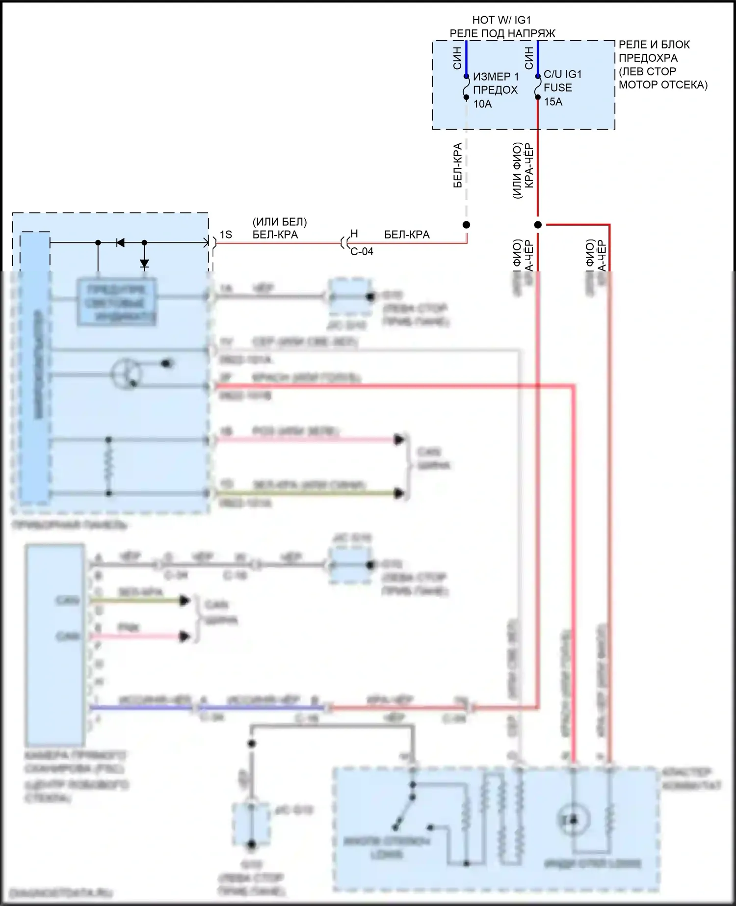 CX-9 Mazda II (2016-2021): Электросхема сигнализации о выходе из полосы движения, тип fsc 10 pin 