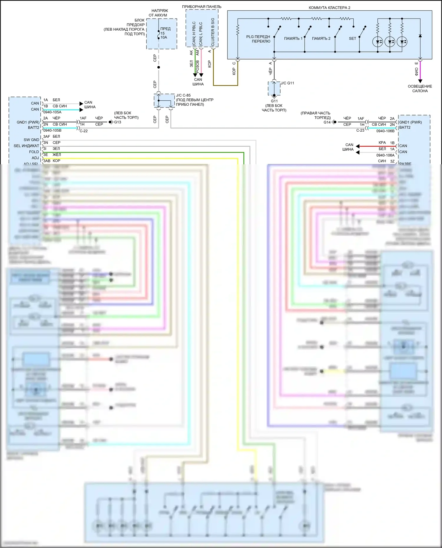 CX-90 Mazda I (2023-2024): Электросхема зеркал памяти 