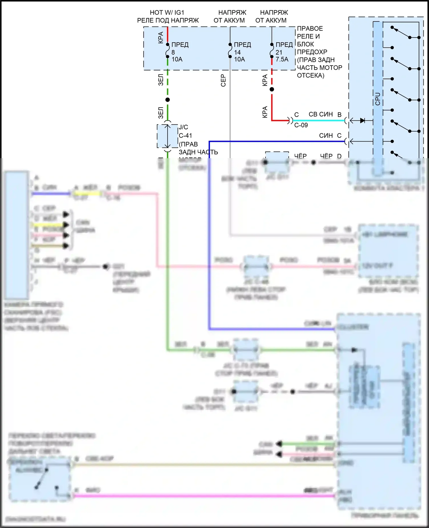 CX-90 Mazda I (2023-2024): Электросхема сигнализации о выезде с полосы движения 