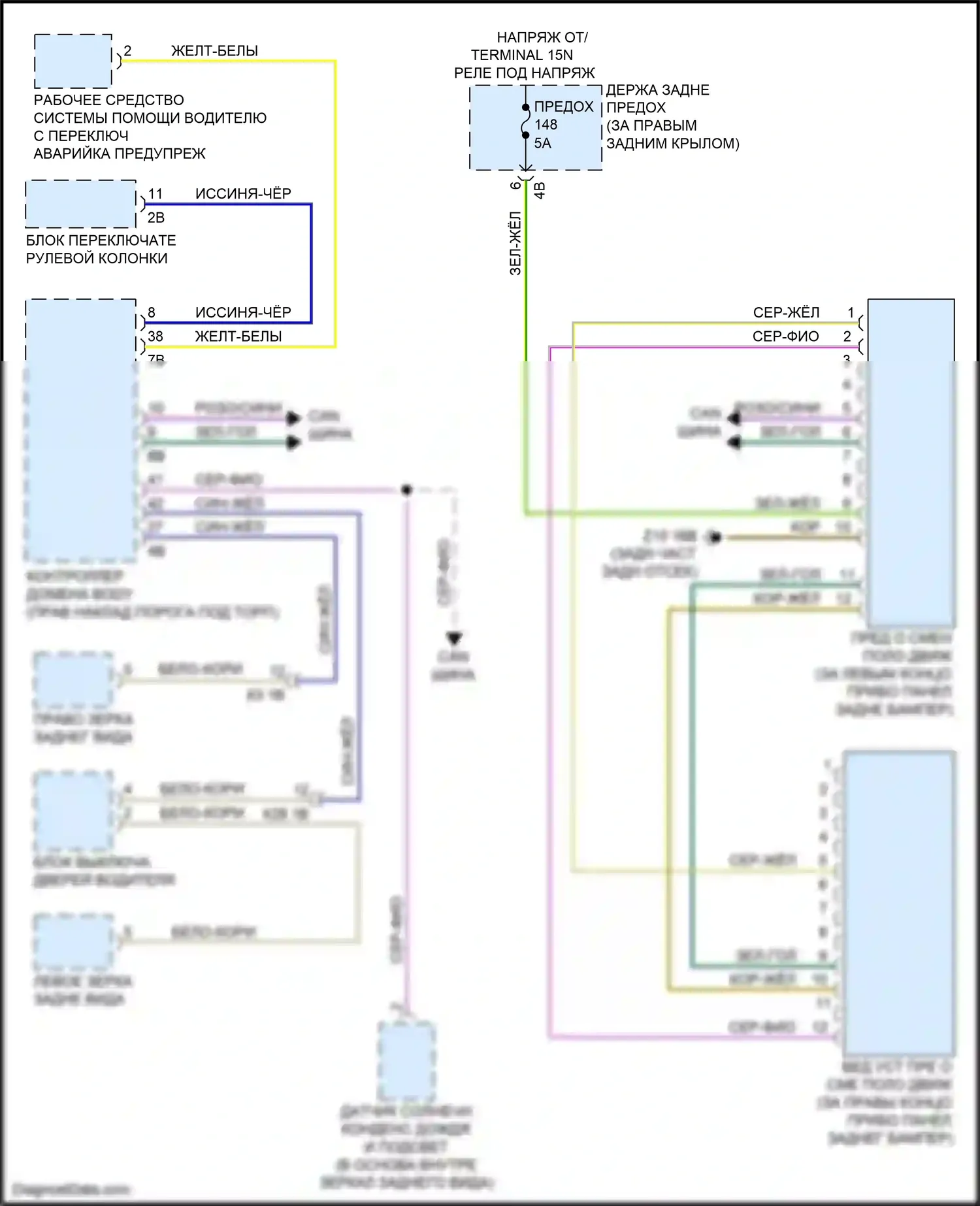 Flair Wagon Mazda III (2017-2023): Электросхема сигнализации о выезде с полосы движения, без камеры 