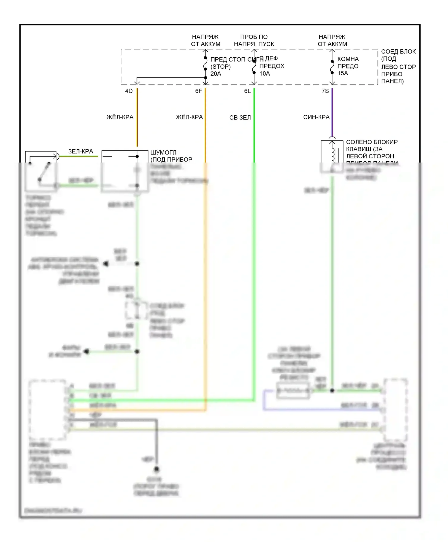 Millenia Mazda I рестайлинг (2000-2003): Электросхема блокировки селектора 