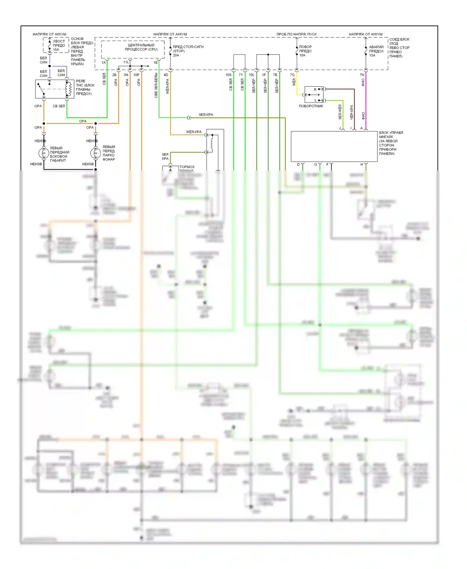 Millenia Mazda I рестайлинг (2000-2003): Электросхема фар и фонарей 