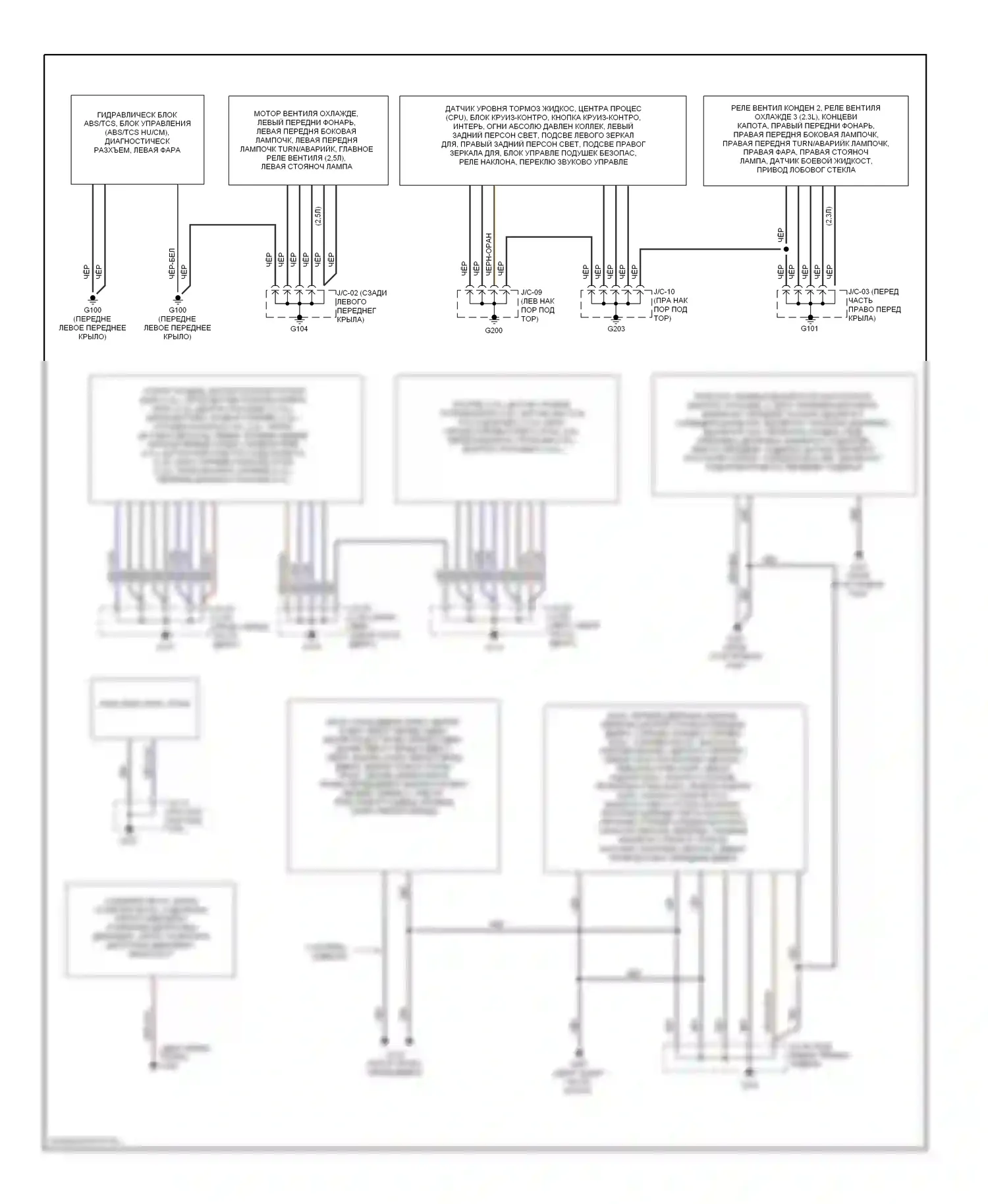 Millenia Mazda I рестайлинг (2000-2003): Электросхема точек подключения масс 