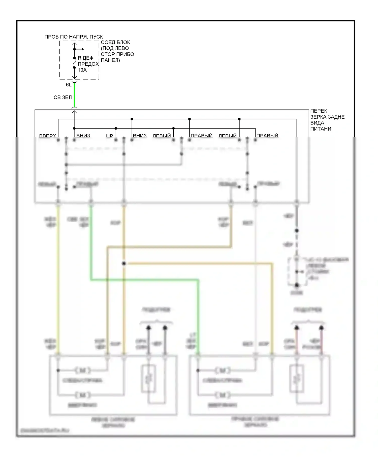 Millenia Mazda I рестайлинг (2000-2003): Электросхема силового зеркала 