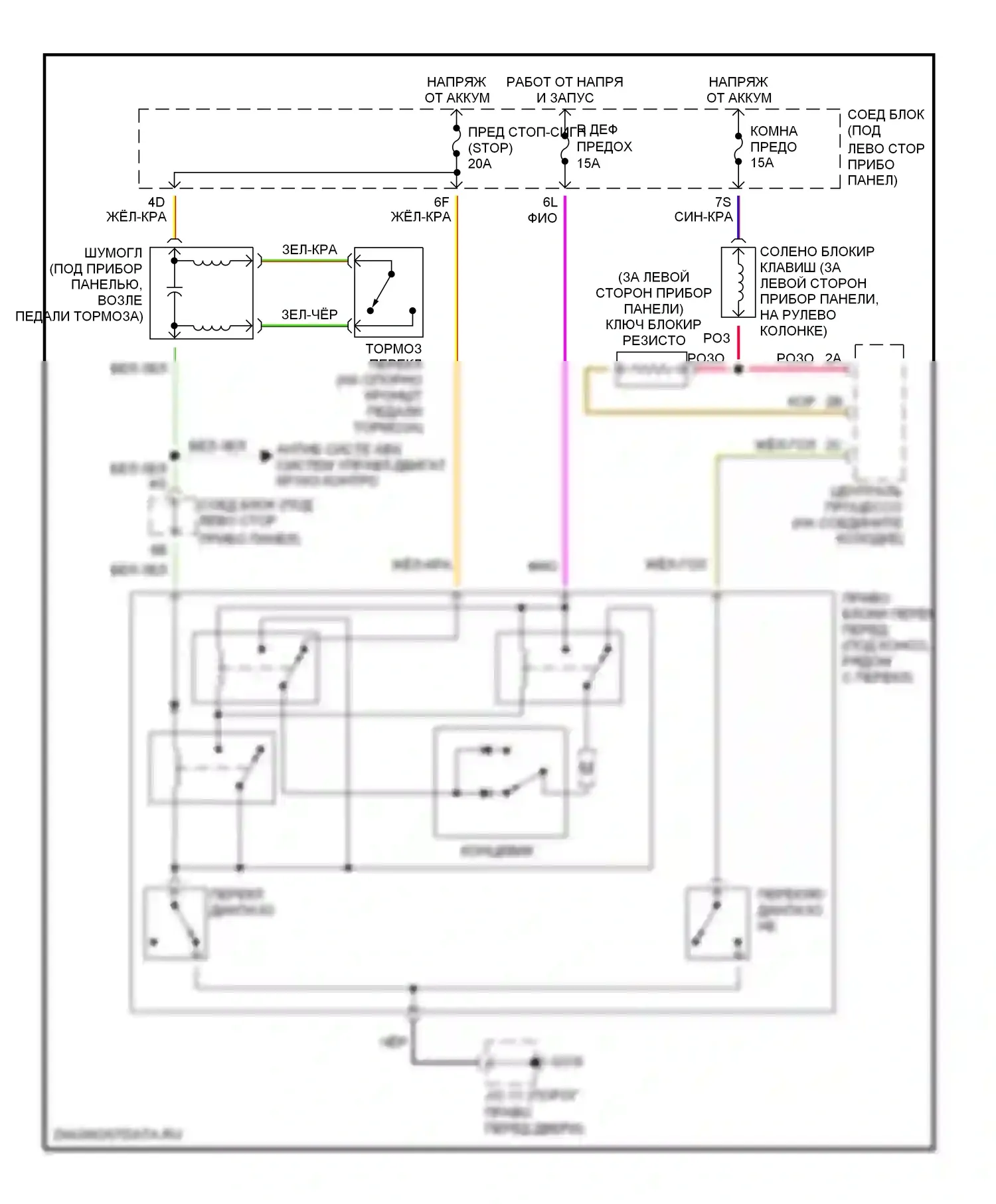 Millenia Mazda I (1994-2000): Электросхема блокировки селектора 
